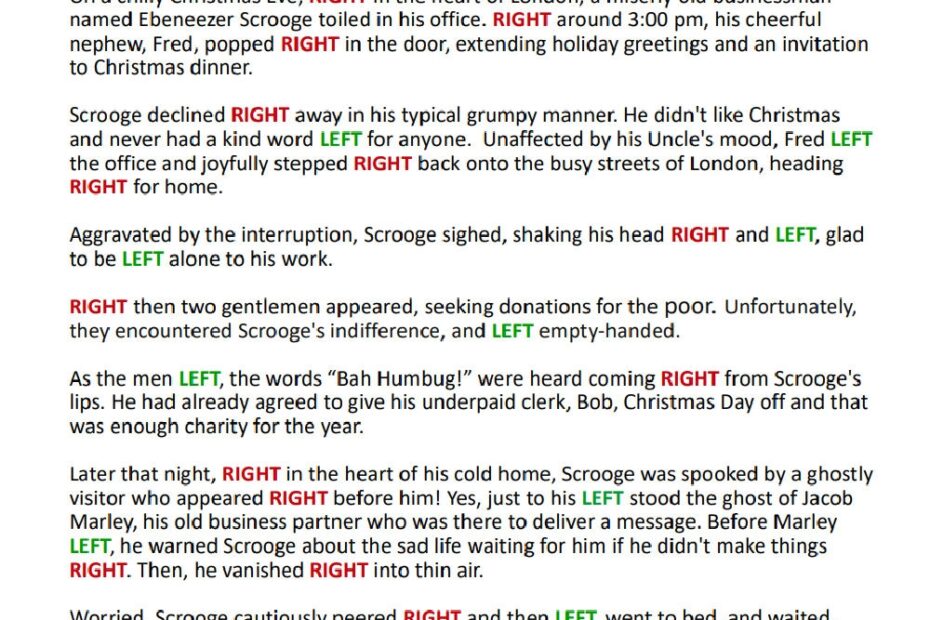 Printable Left Right Christmas Game Story Of Scrooge