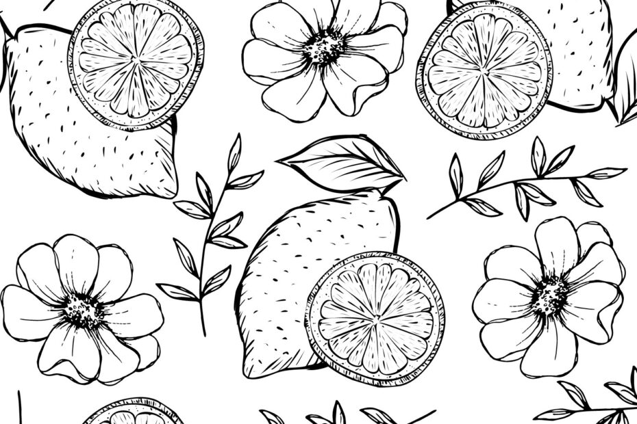 Printable Lemon Coloring Pages Lemon Coloring Adult Coloring Pages Coloring Lemons Printable Coloring Pages Printable Etsy