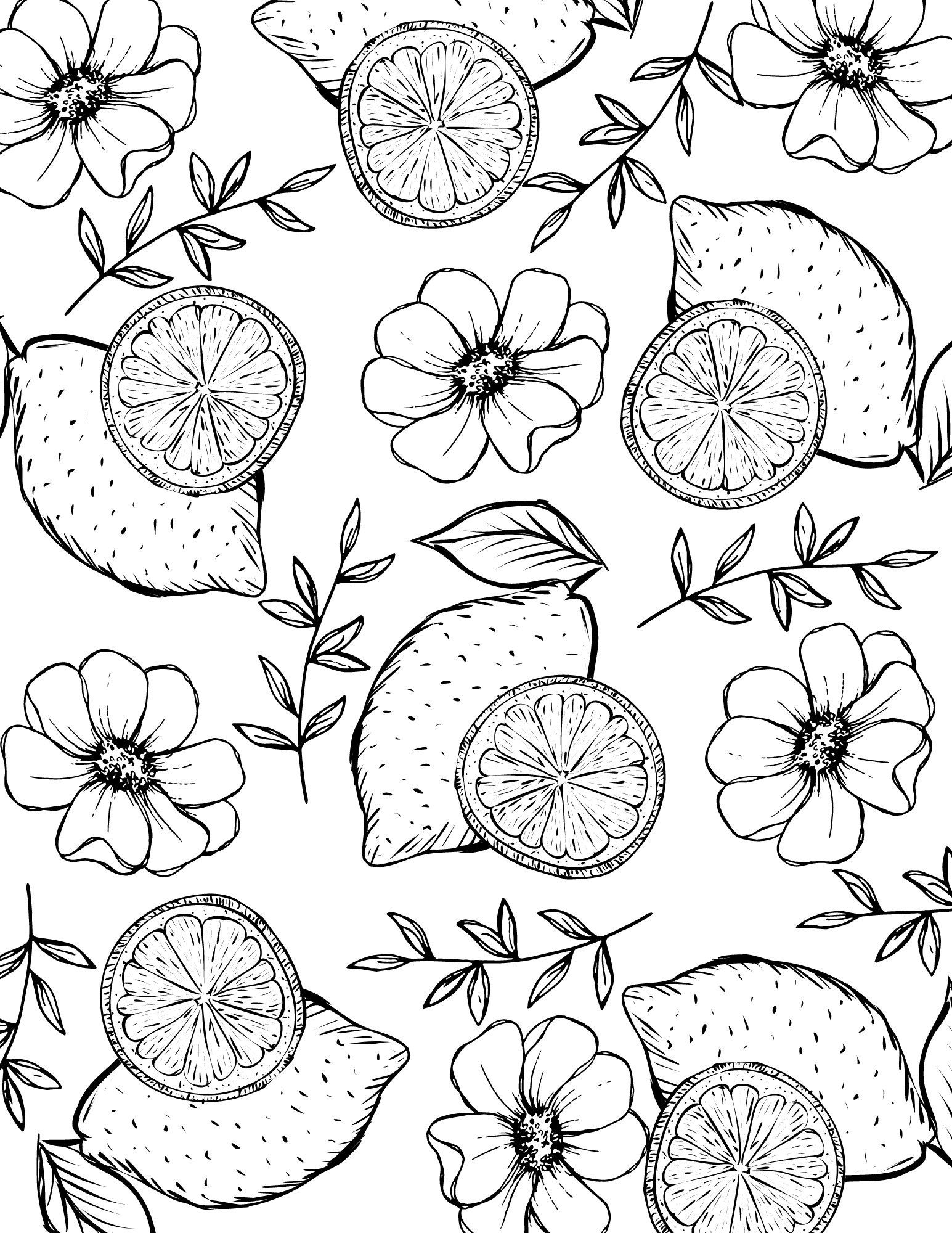 Printable Lemon Coloring Pages Lemon Coloring Adult Coloring Pages Coloring Lemons Printable Coloring Pages Printable Etsy