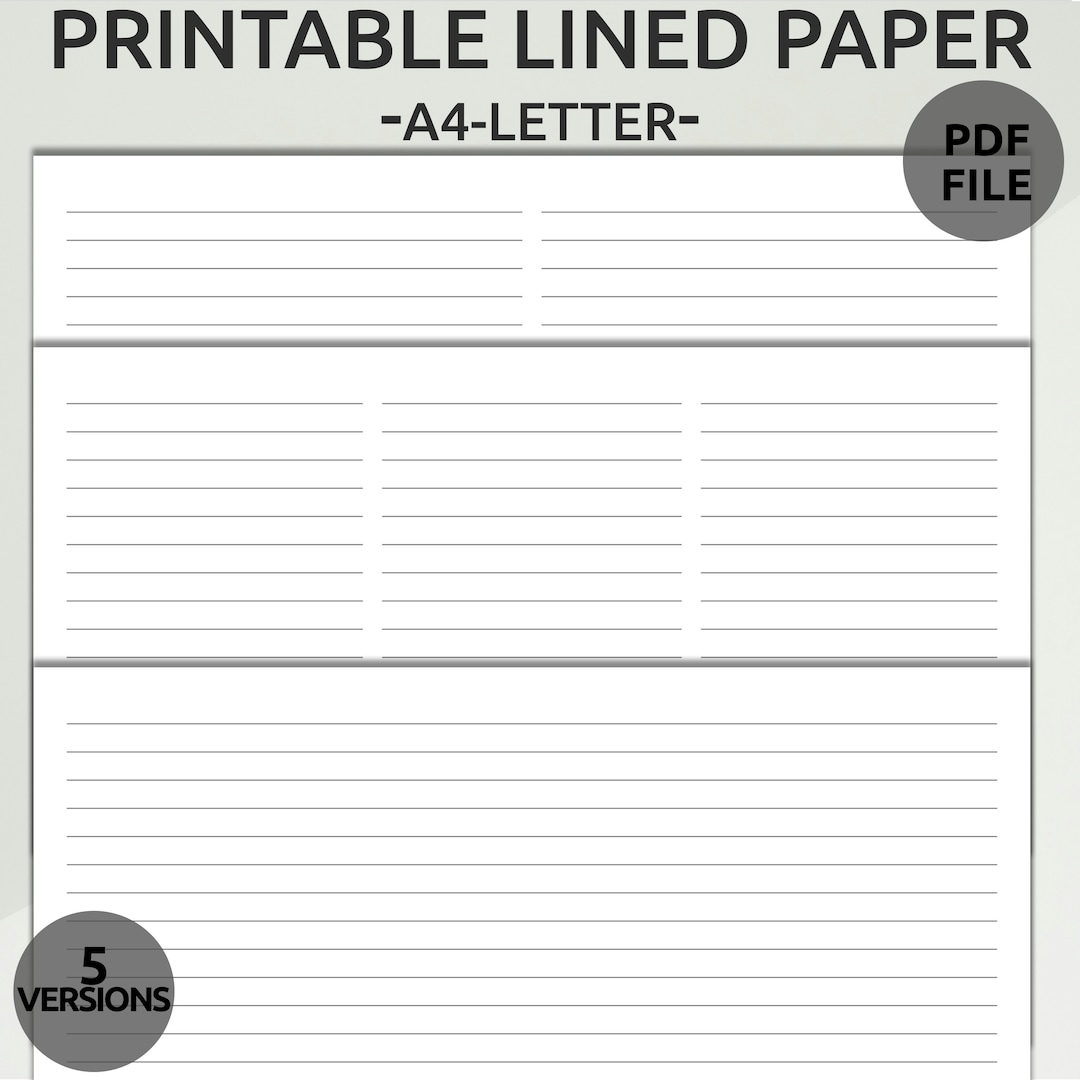 printable lined paper a4