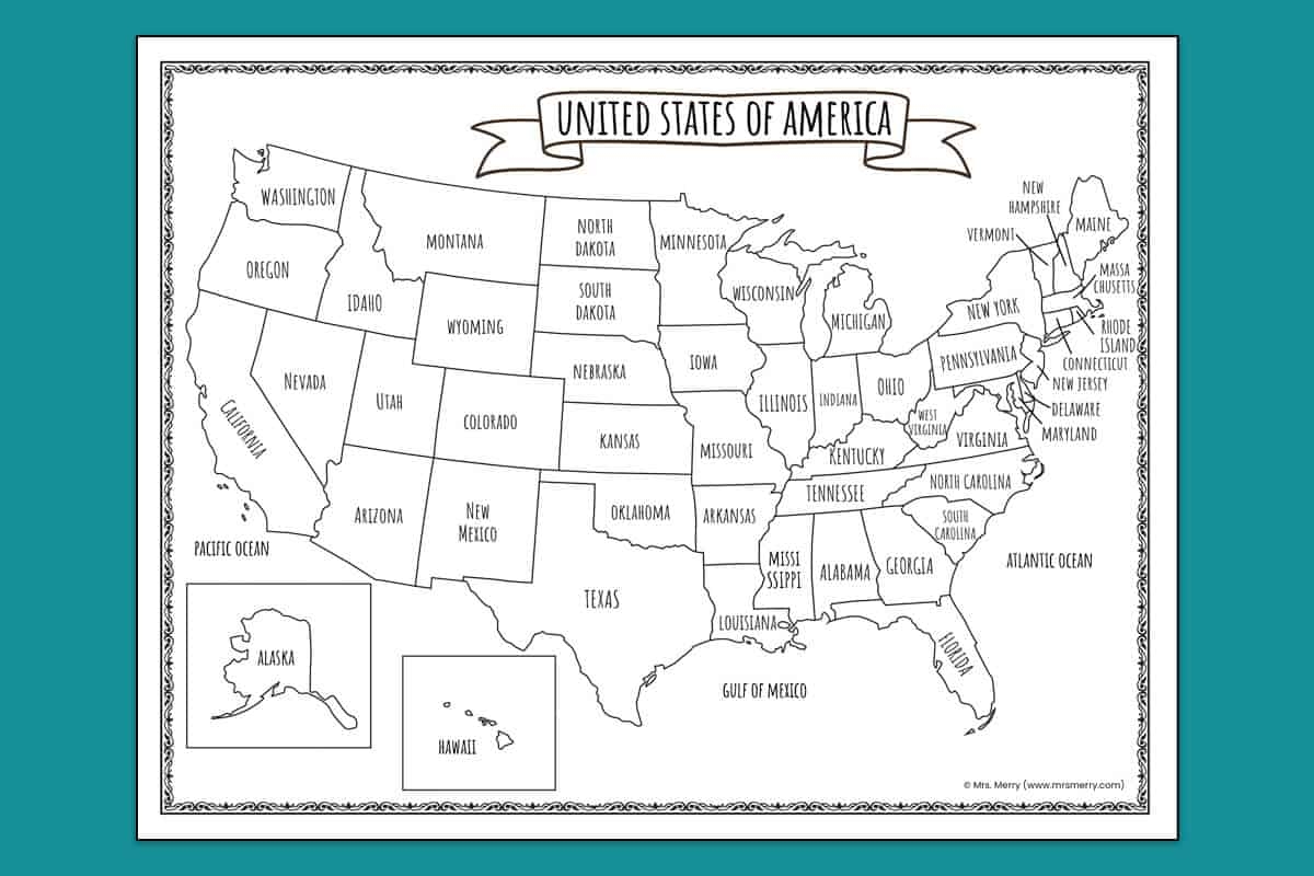 free printable map of usa