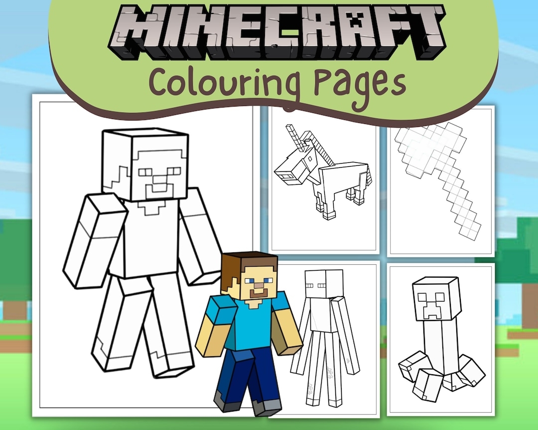 minecraft printable colouring pages