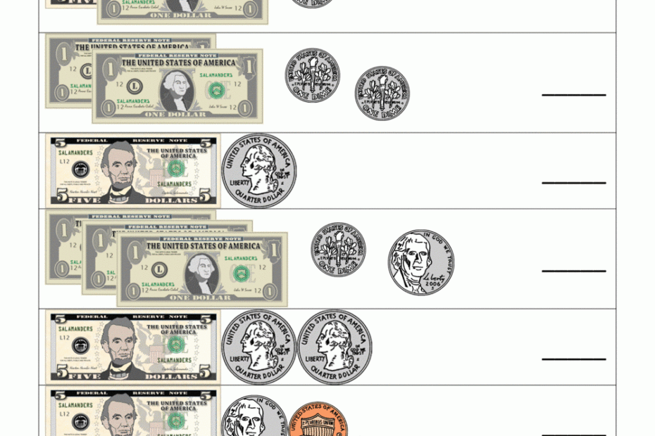 Printable Money Worksheets To 10