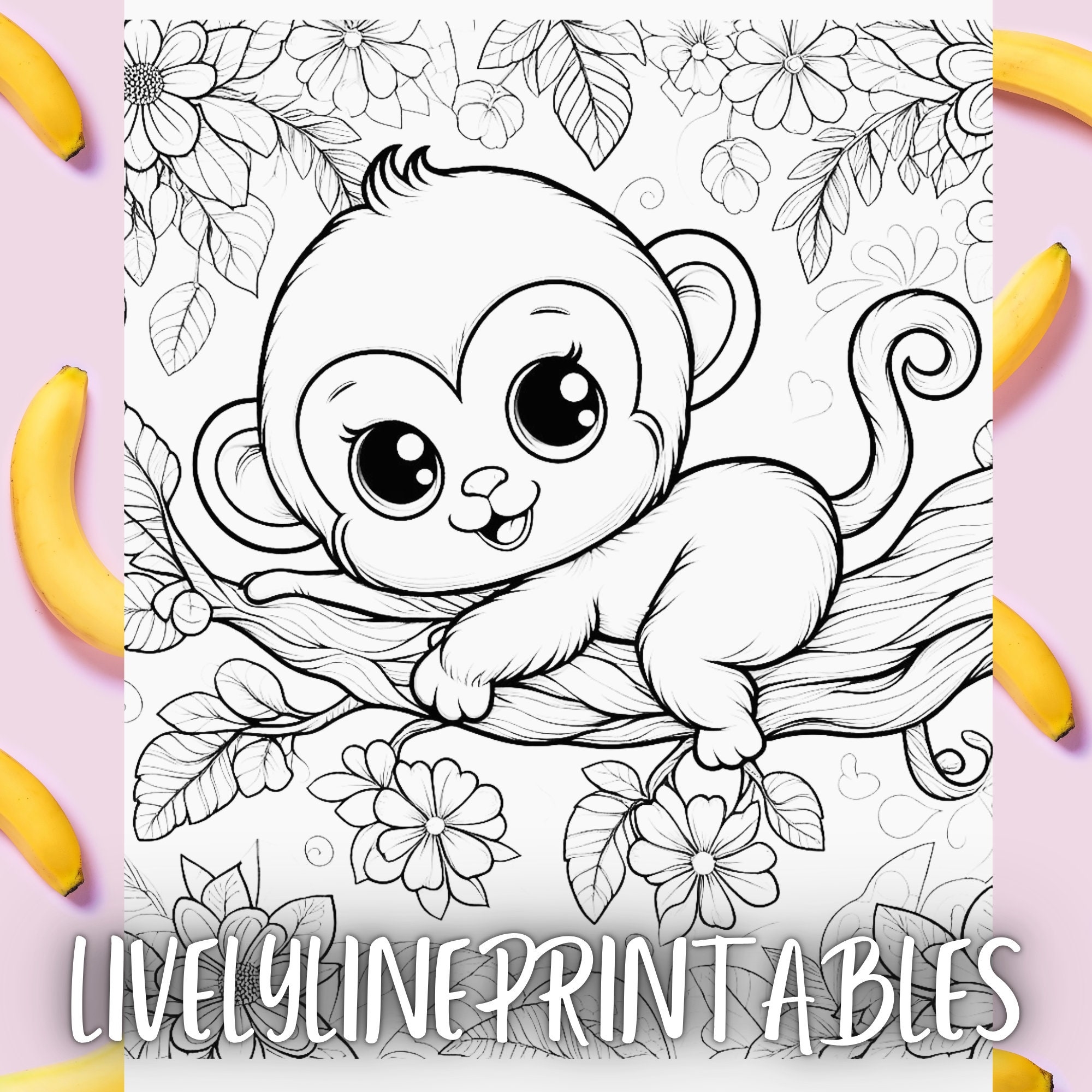 Printable Monkey Coloring Pages Collection Of 12 Cute Monkeys 