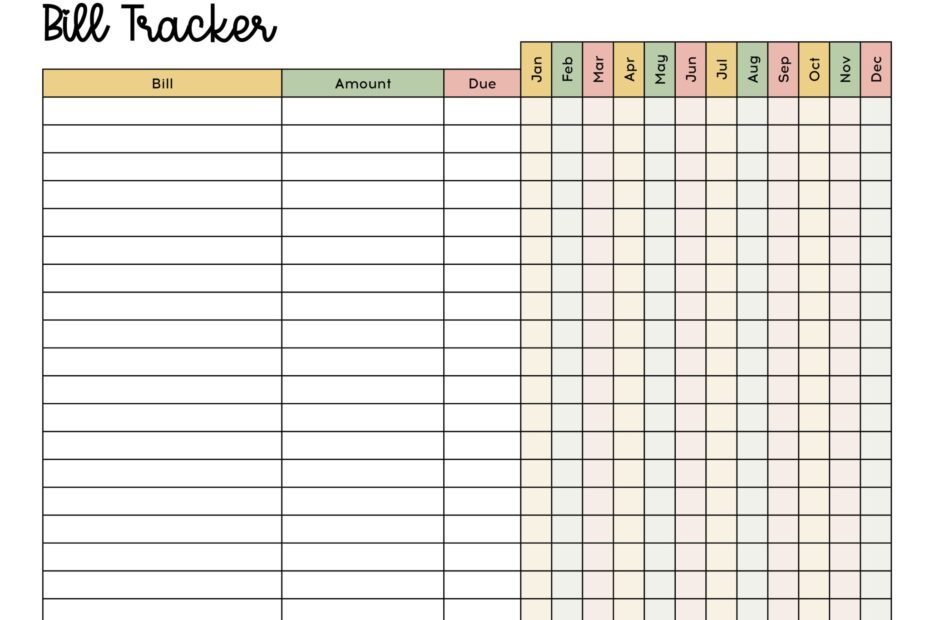 Printable Monthly Bill Organizer Printable Party Favors