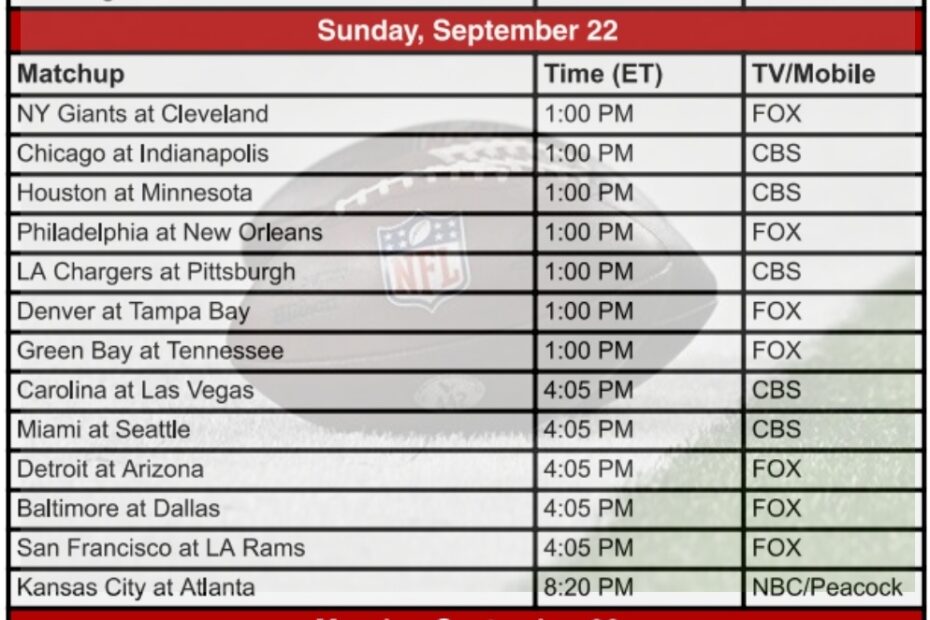 Printable NFL Week 3 Schedule Pdf Archives Printerfriendly