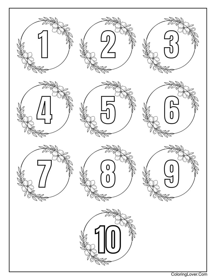 printable number coloring