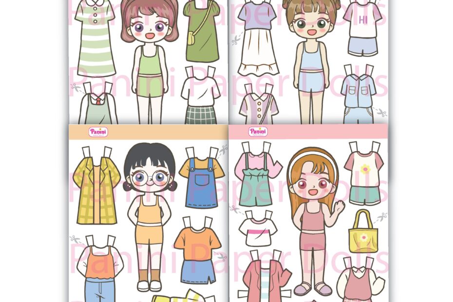 Printable Paper Doll Cute Kawaii Paper Dolls Dress Up Toys Instant Digital Download Etsy