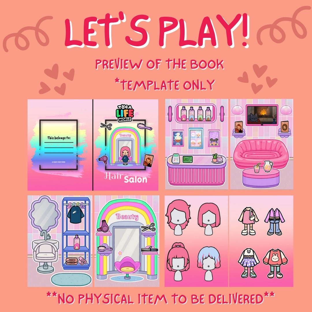 Printable Paper Doll Toca Boca Hair Salon Kids Craft Etsy
