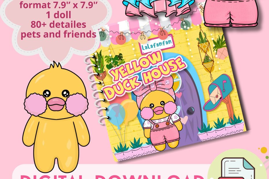 Printable Paper Doll Yellow Duck Quiet Book Busy Book Digital