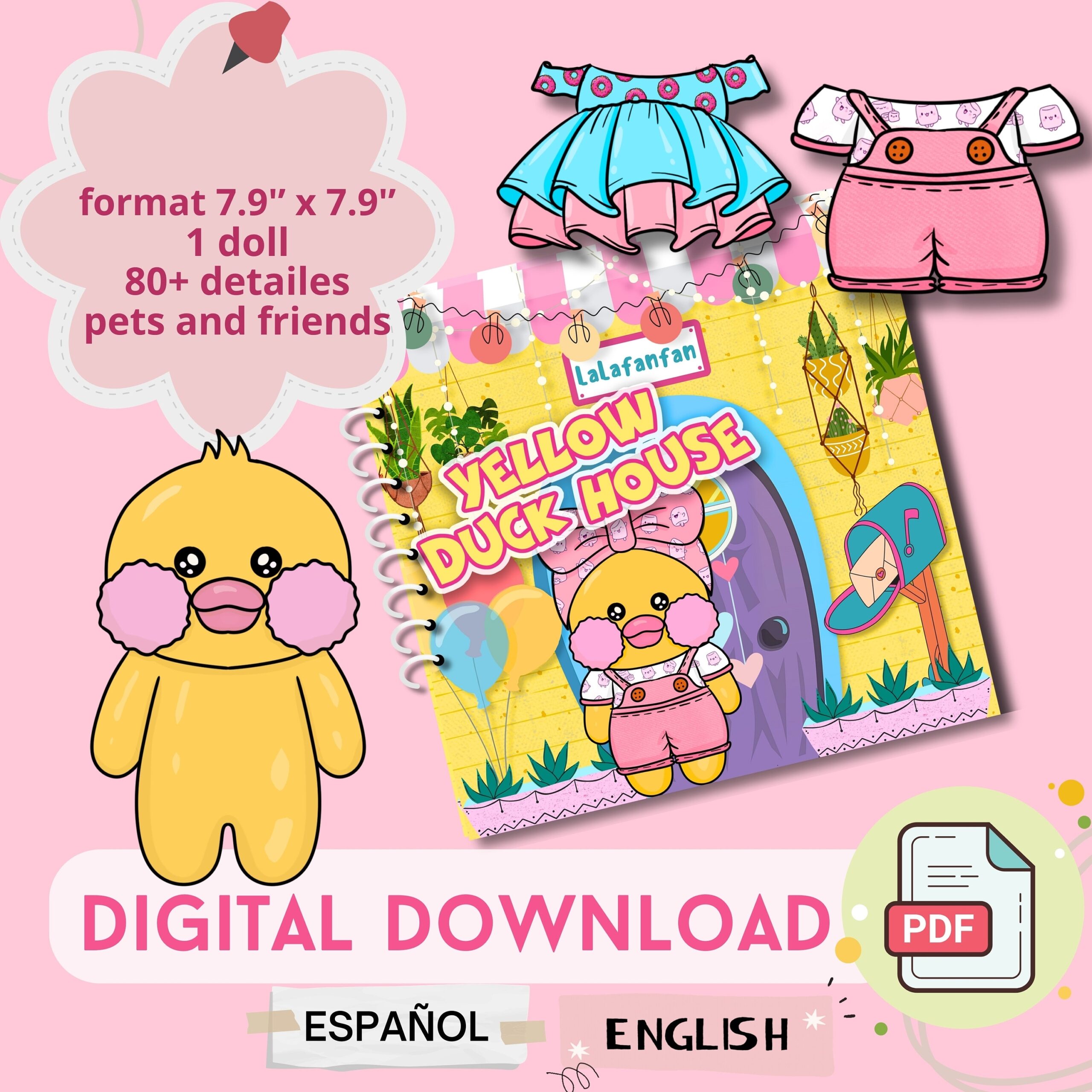 Printable Paper Doll Yellow Duck Quiet Book Busy Book Digital 