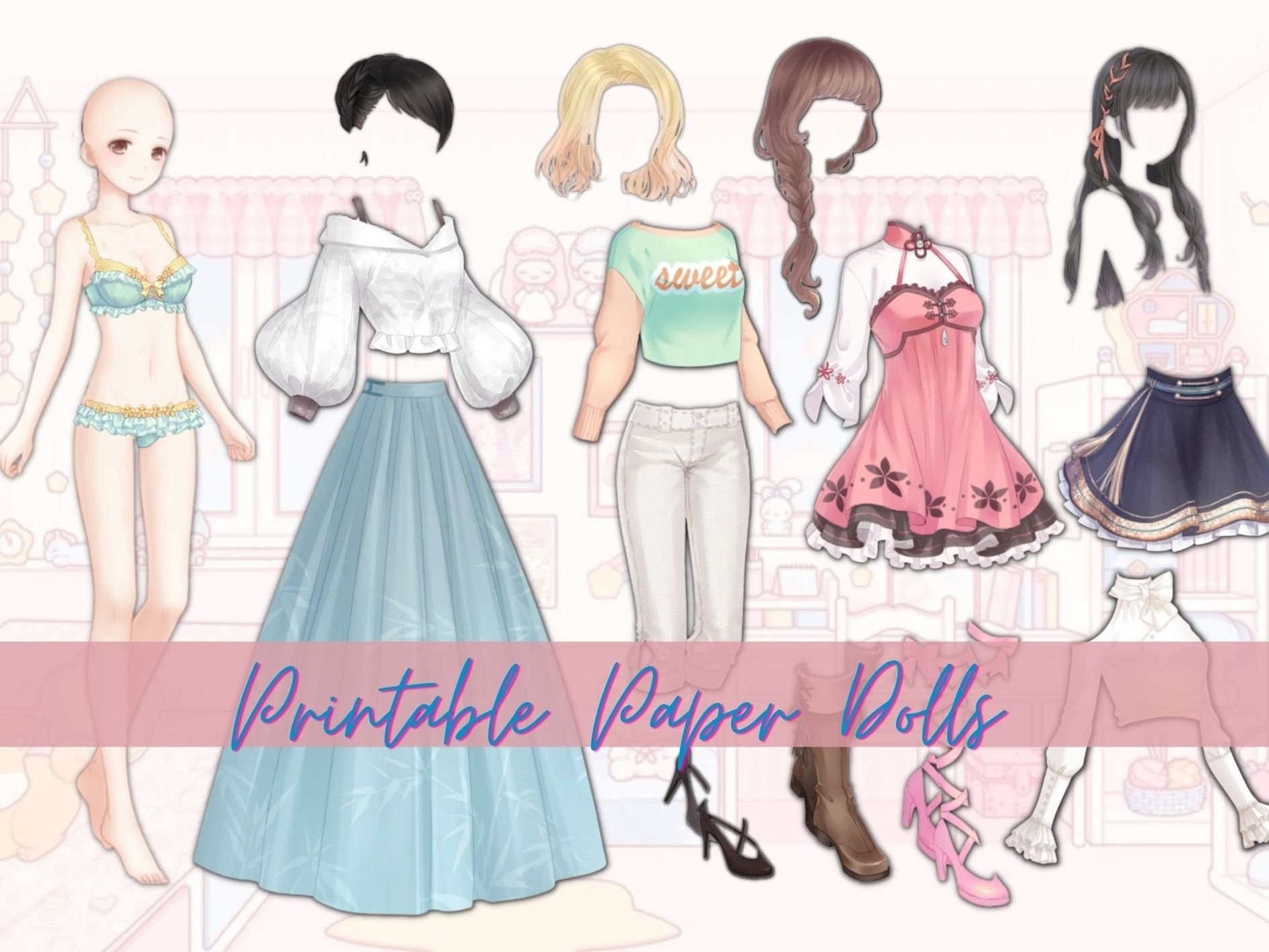 printable kawaii anime paper dolls