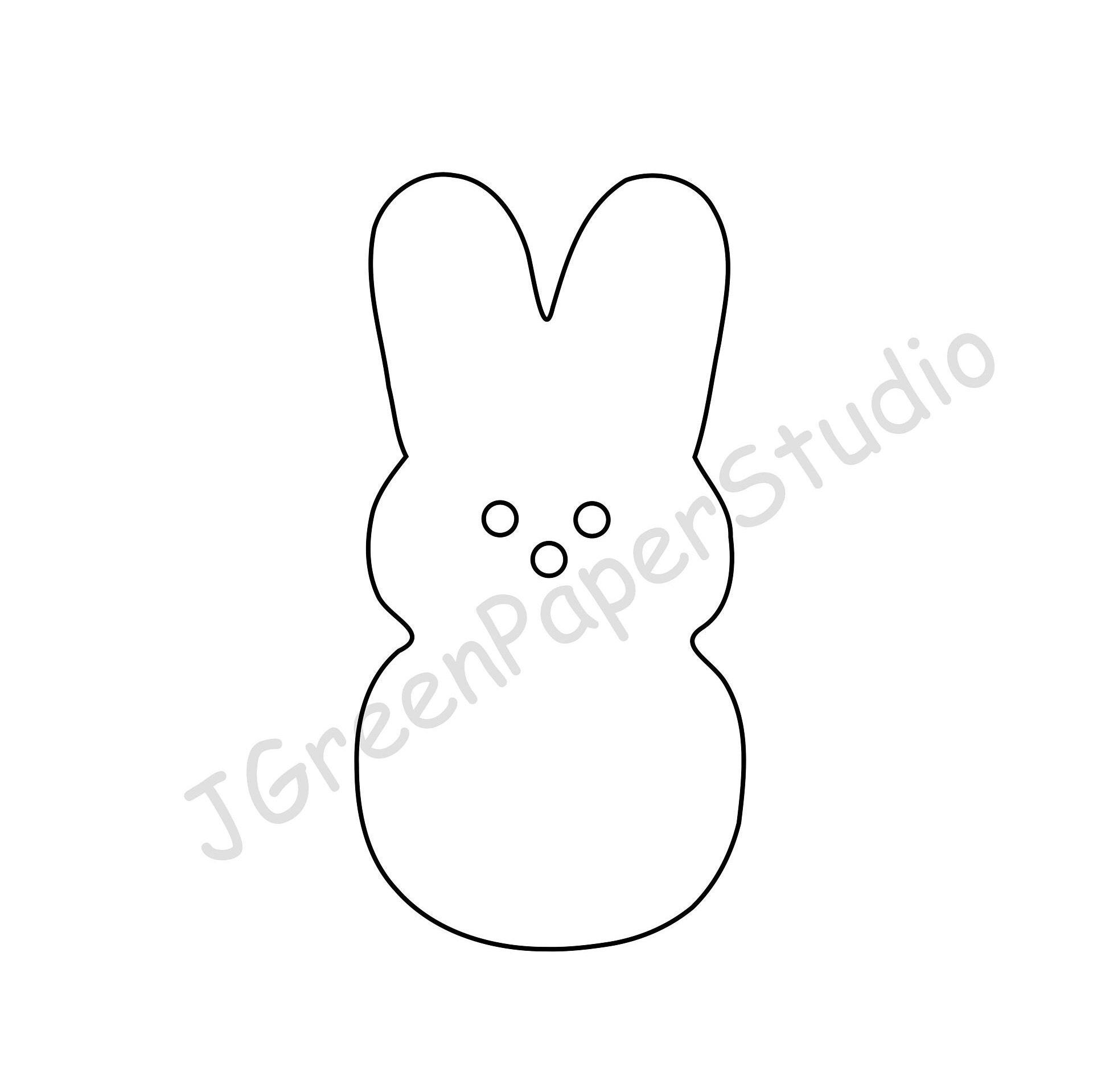 Printable Rabbit Peeps Template PDF SVG Digital Download Bunny Kids Coloring Page Line Art Stencil 7 Inch Easter Bunny Peeps DIY Crafts
