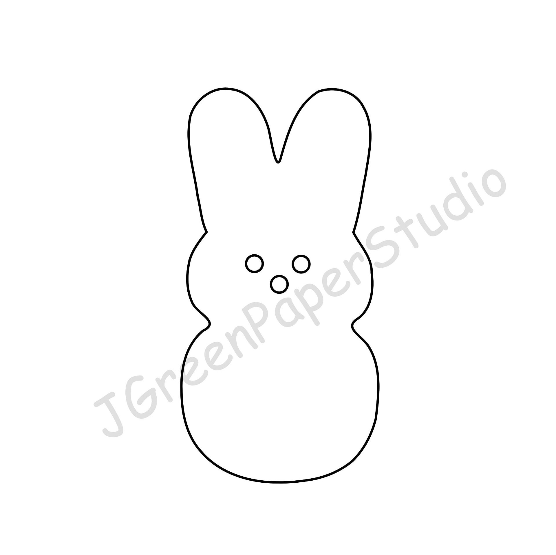 Printable Rabbit Peeps Template PDF SVG Digital Download Bunny Kids Coloring Page Line Art Stencil 7 Inch Easter Bunny Peeps DIY Crafts