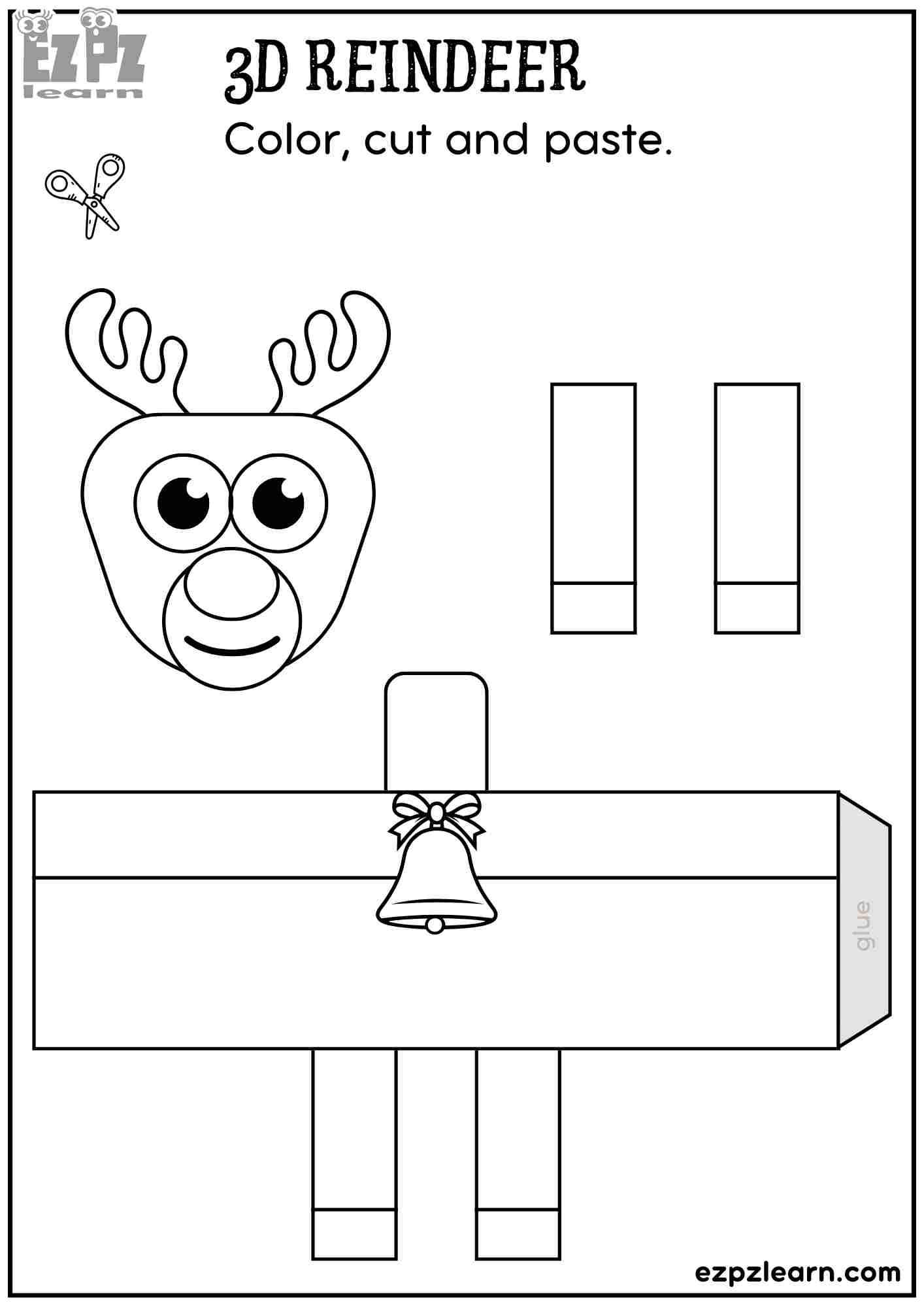 Printable Reindeer Christmas Craft Festive DIY Decoration For 