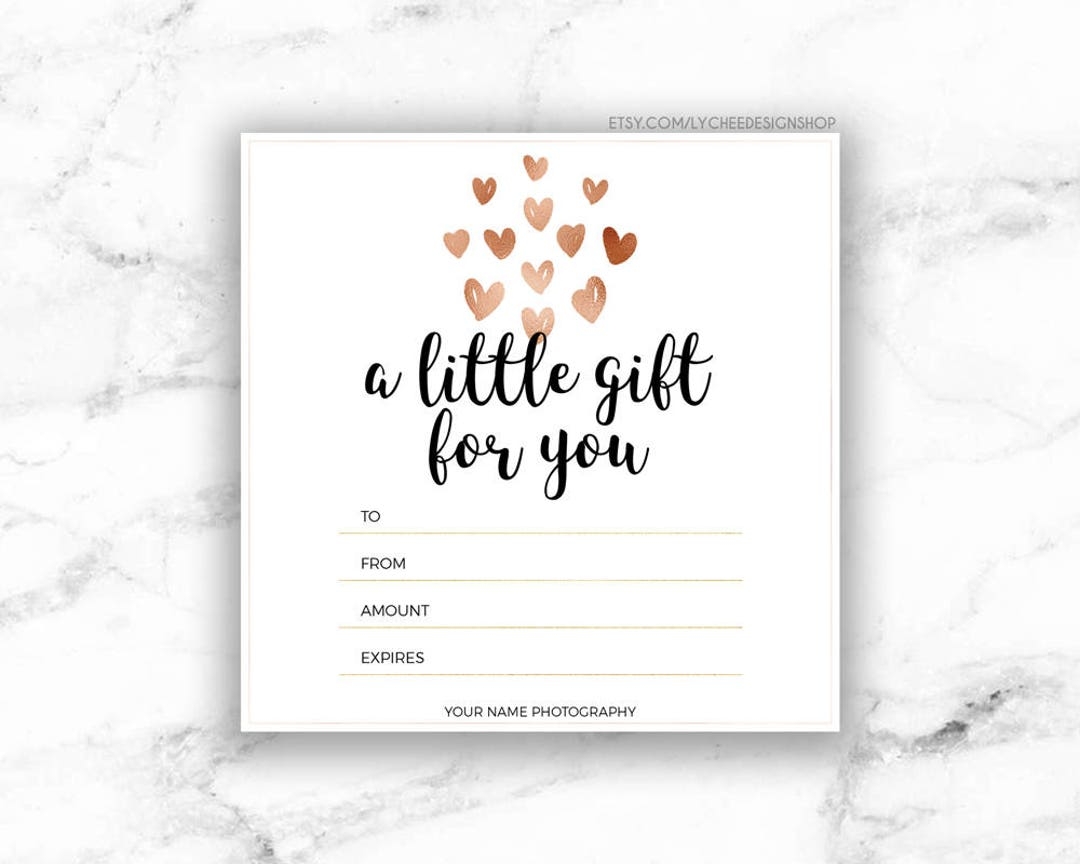 Printable Rose Gold Hearts Gift Certificate Template Editable Gift Card Design Microsoft Word U0026 Photoshop Template DOCX DOC PSD Etsy UK
