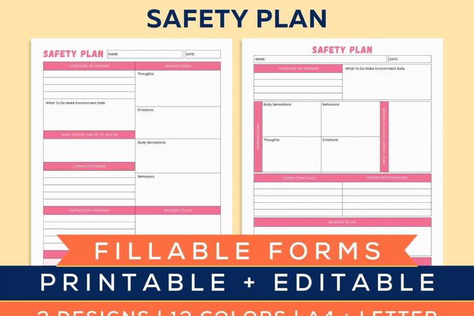 Printable Safety Plan Therapy Aid Coping Skills School