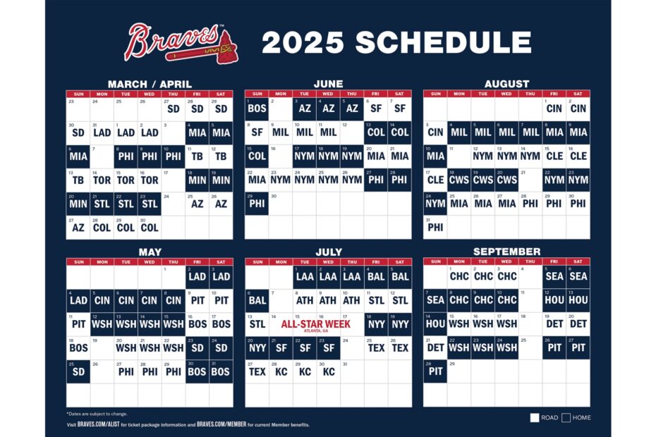 Printable Schedule Atlanta Braves