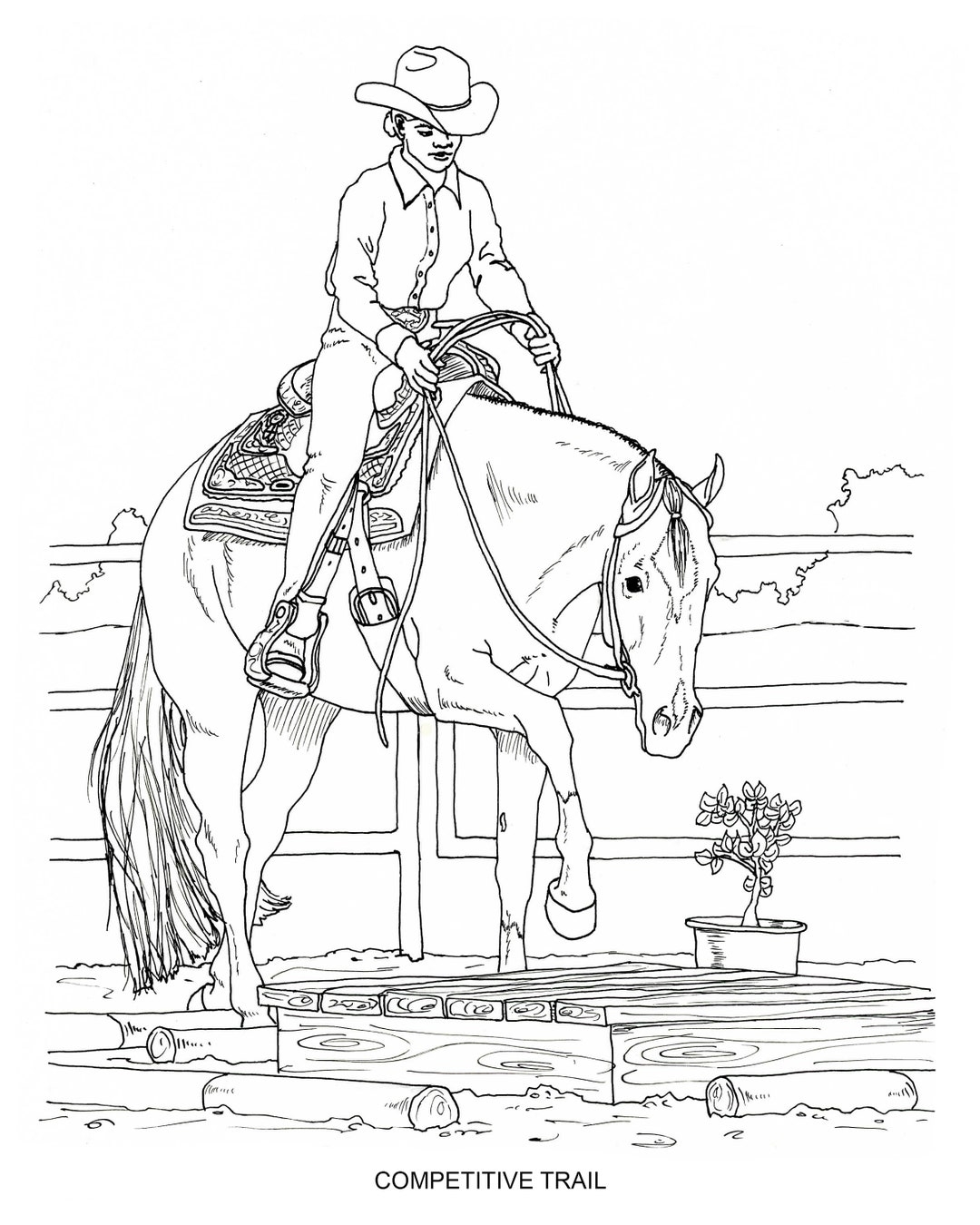 PRINTABLE Set Of 10 Western Riding Coloring Pages Digital Download Etsy UK