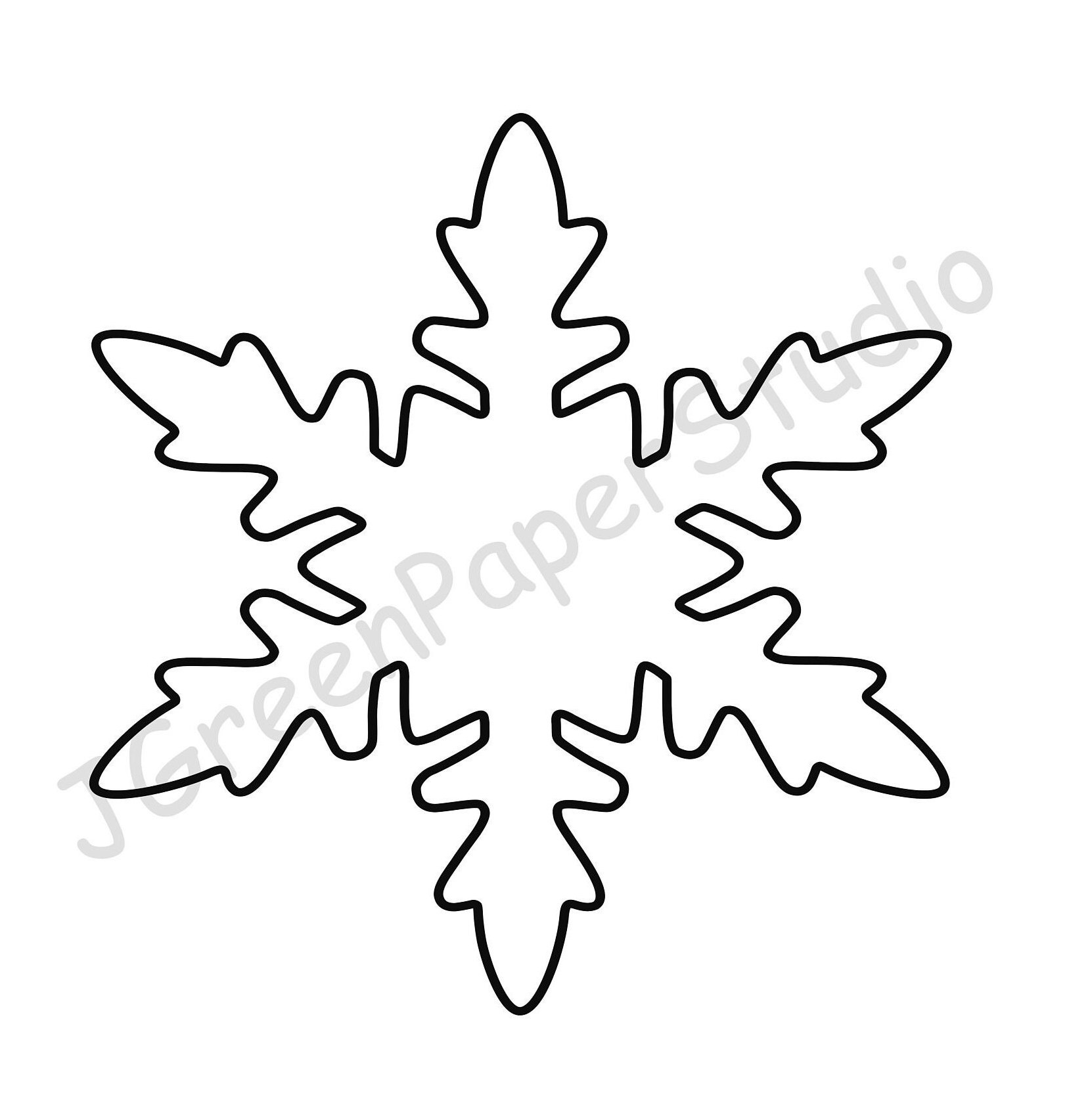 Printable Snowflake Line Art Template PDF Digital Download 