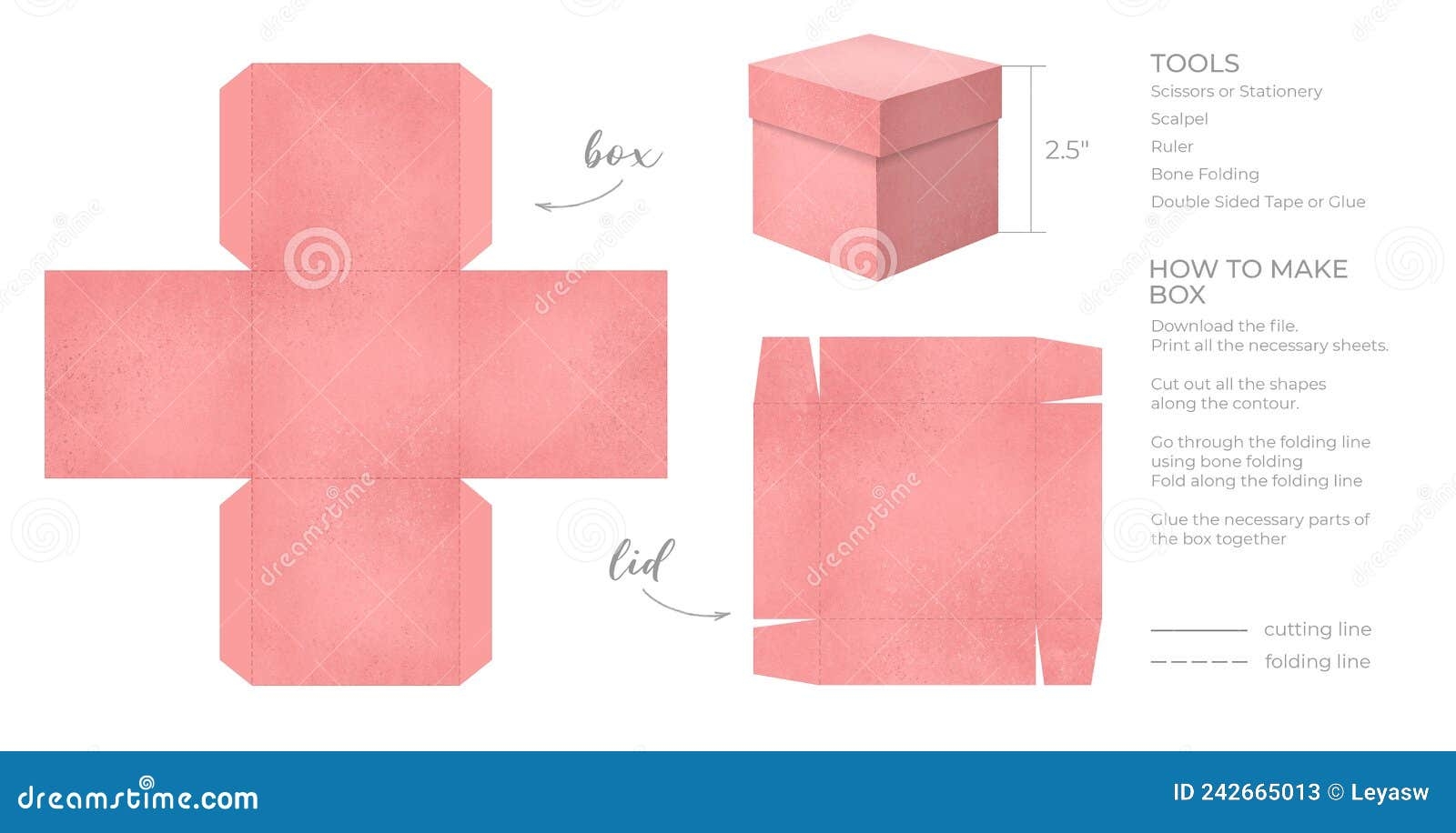 Printable Template DIY Party Favor Square Box For Birthdays Baby Showers Red Gift Box Template For Cute Candies Small Stock Illustration Illustration Of Pastel Fold 242665013