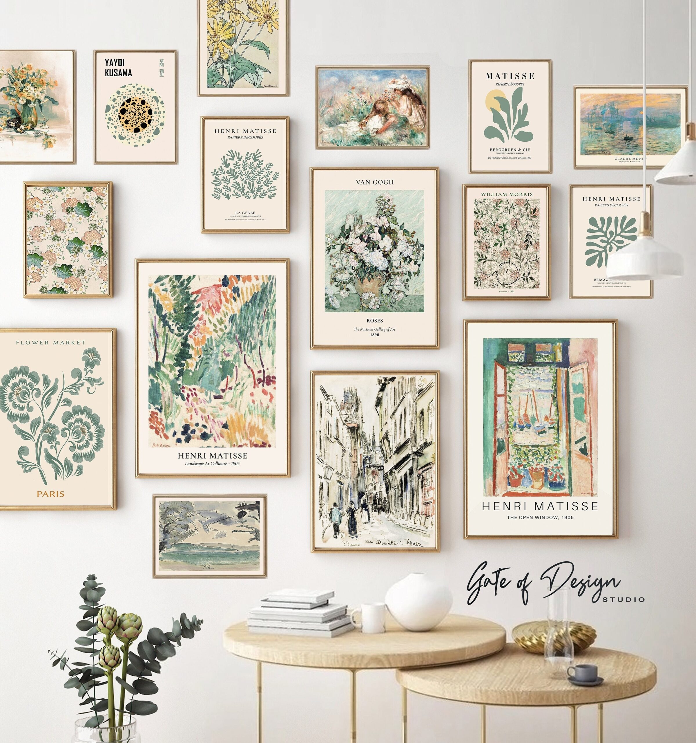 Printable Wall Art Set Green Gallery Wall Art Prints Vintage 
