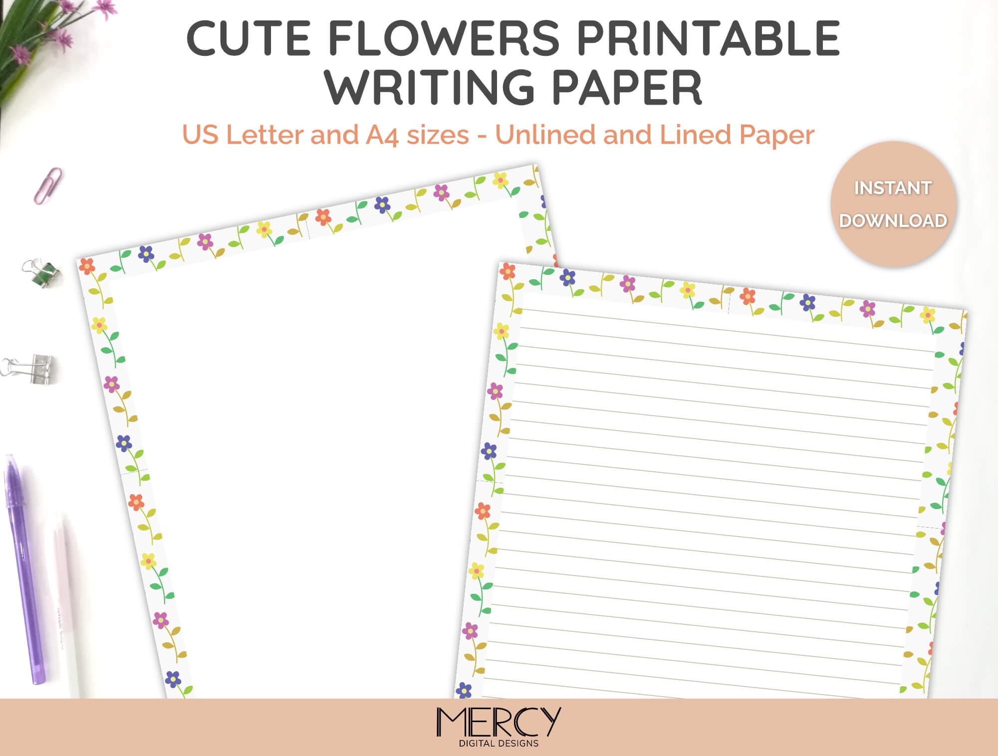 cute lined paper printable
