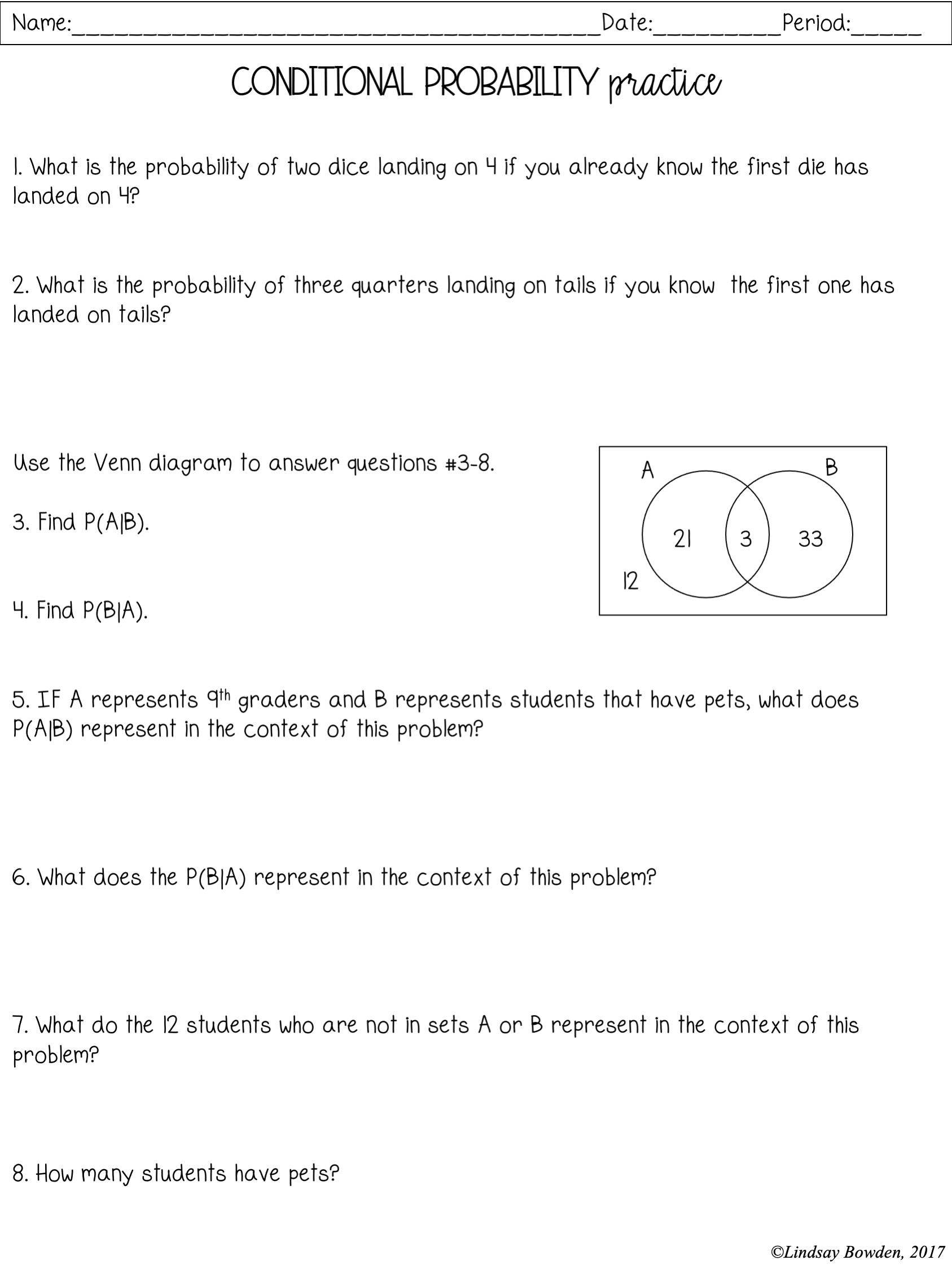Probability Notes And Worksheets Lindsay Bowden Worksheets Library