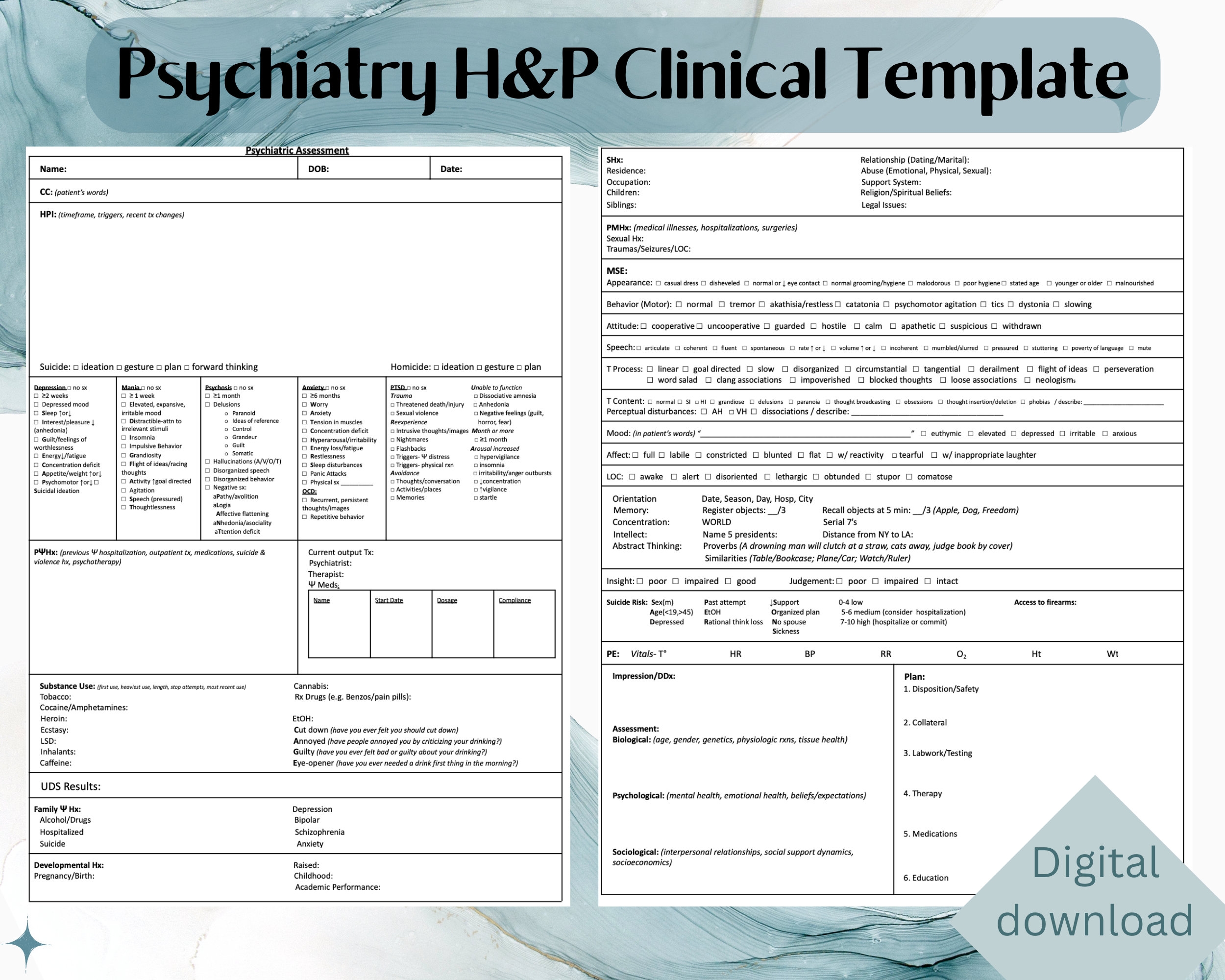 Psychiatry Hu0026P Clinical Template For Medical Students And 