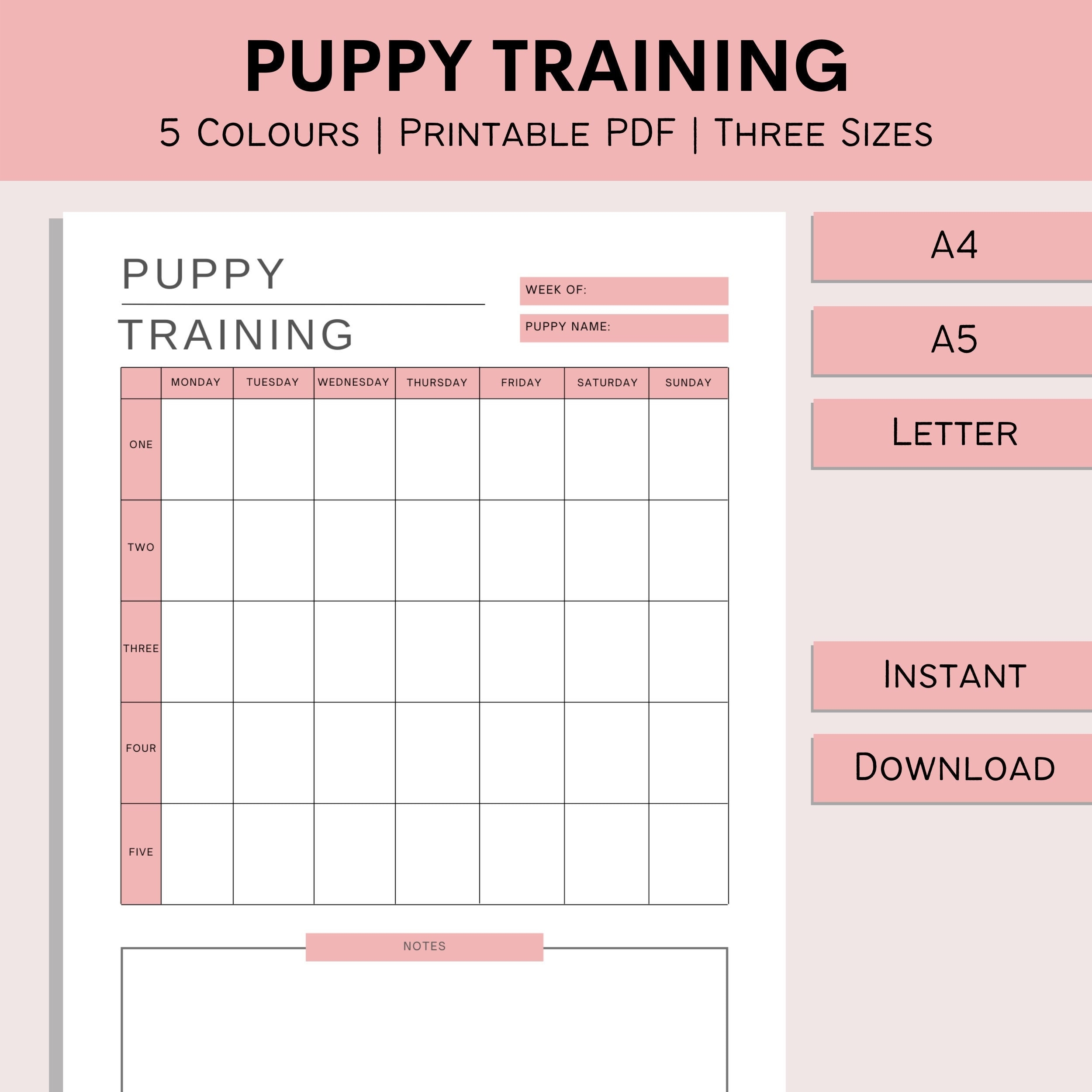 Puppy Training Schedule Weekly Training Planner Service Dog Planner Training Template rescue Dog Trainer PDF A4 A5 Letter Etsy