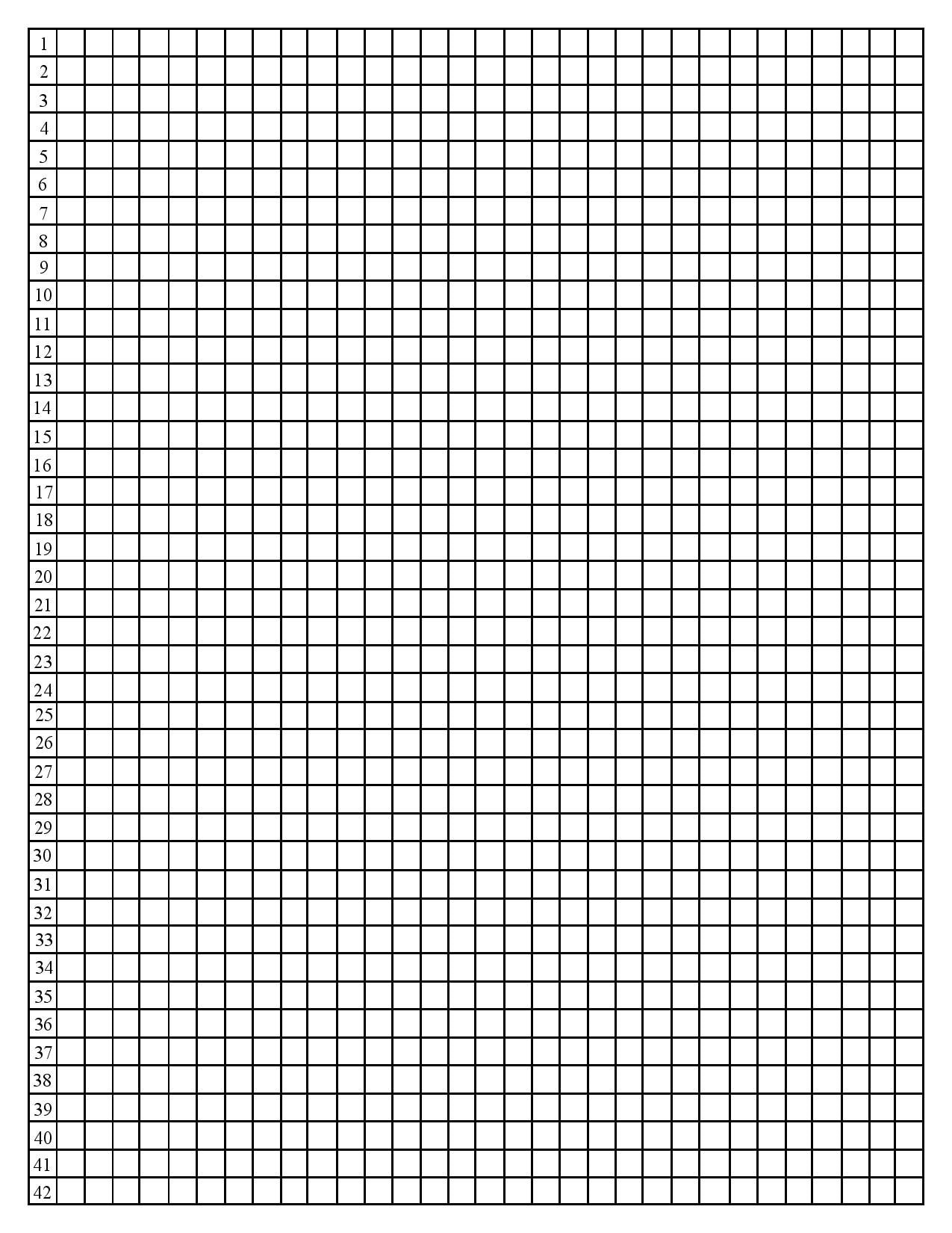 Quarter Inch Graph Paper With Line Numbers