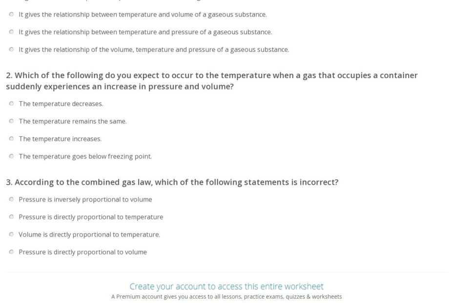 Quiz U0026 Worksheet Combined Gas Law Study