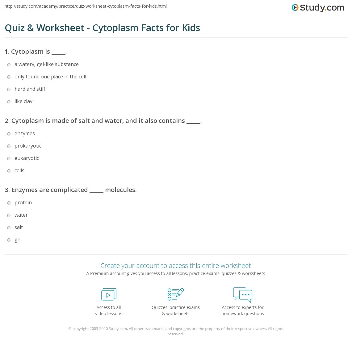 cytolysis and cytoplasm worksheet