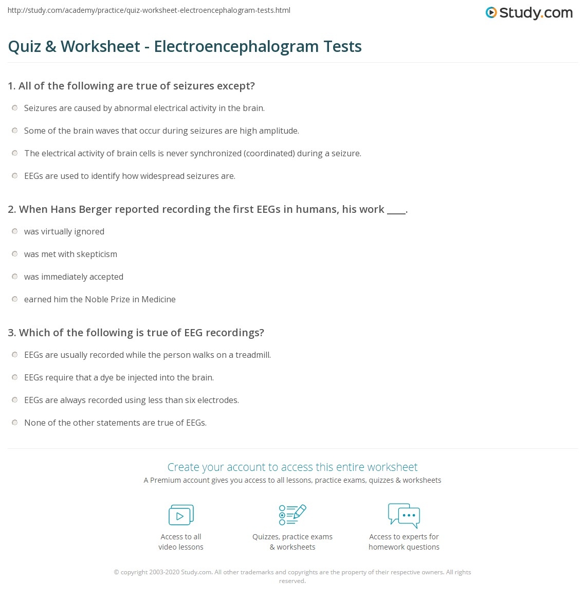 Quiz U0026 Worksheet Electroencephalogram Tests Study