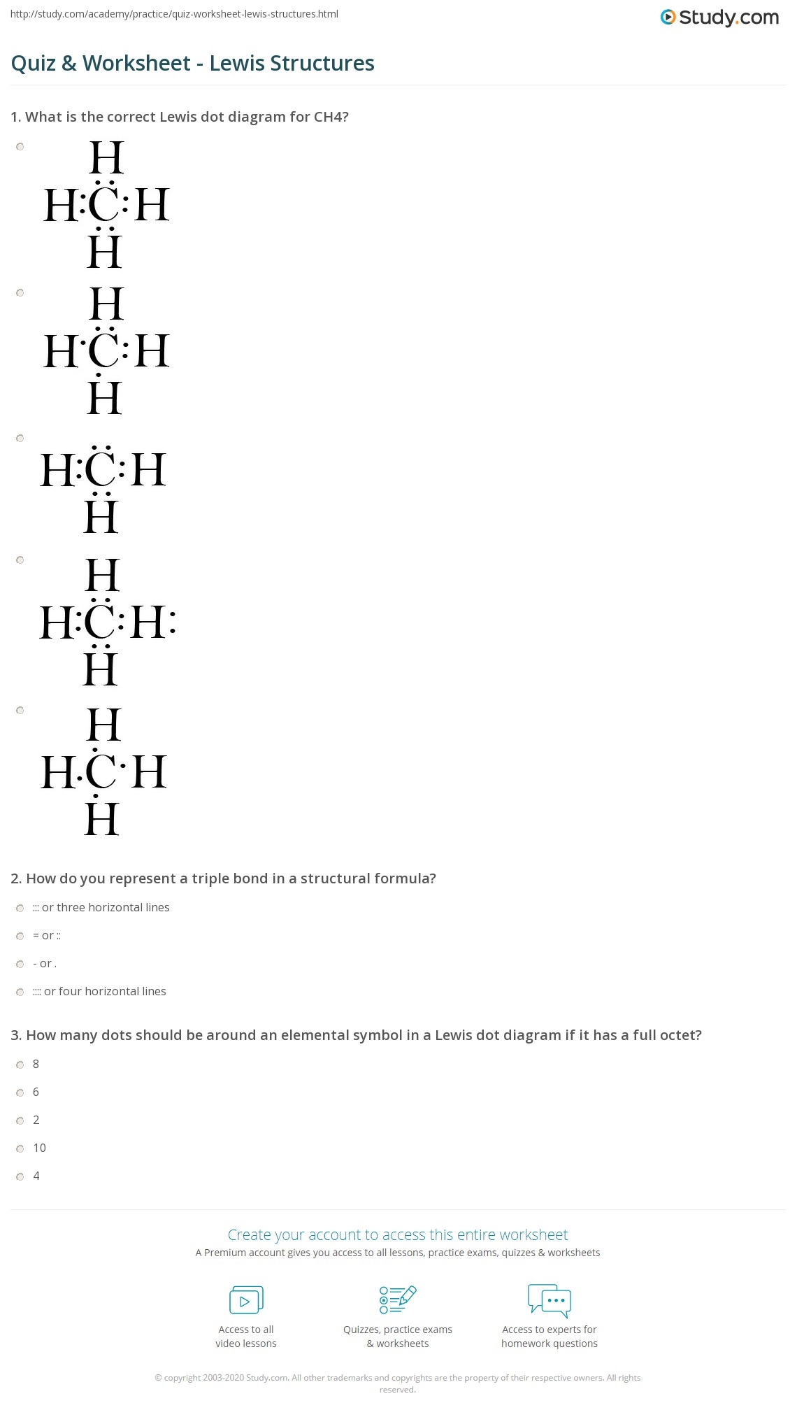Quiz U0026 Worksheet Lewis Structures Study