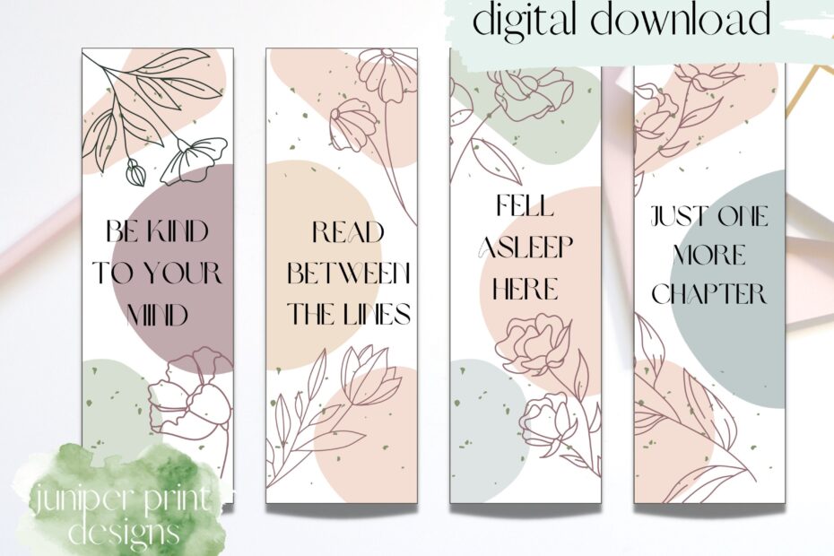 Quote Printable Bookmark Set Download And Print Bookmarks Floral