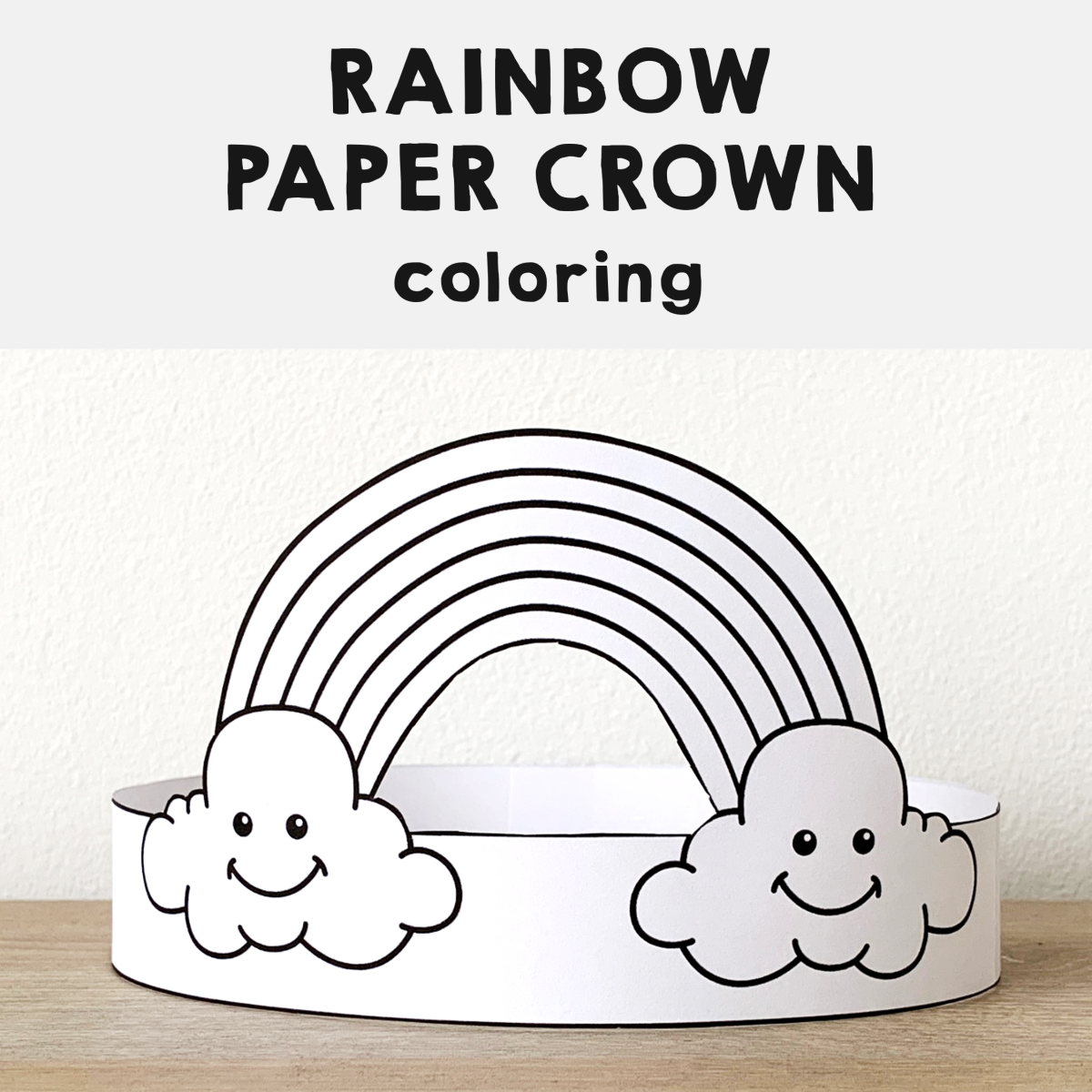 Rainbow Paper Crown Printable Spring Weather Coloring Craft Made 