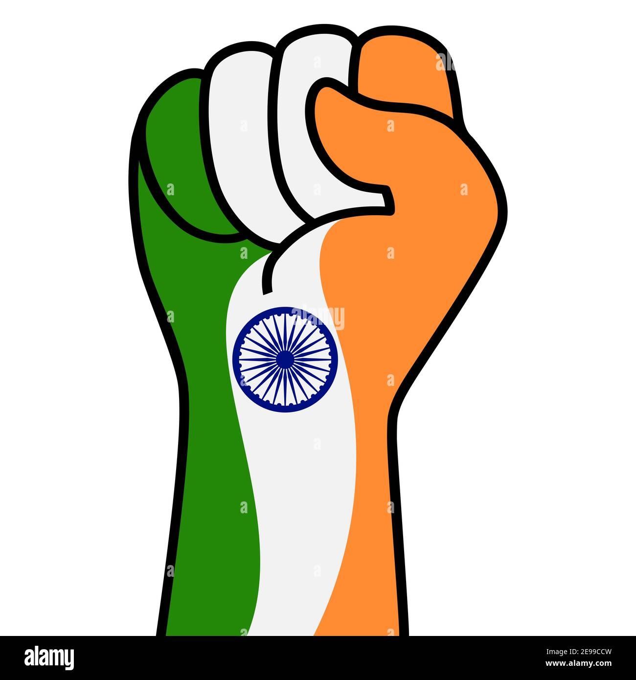 Raised Indian Fist Flag Indian Hand Fist Shape India Flag Color 
