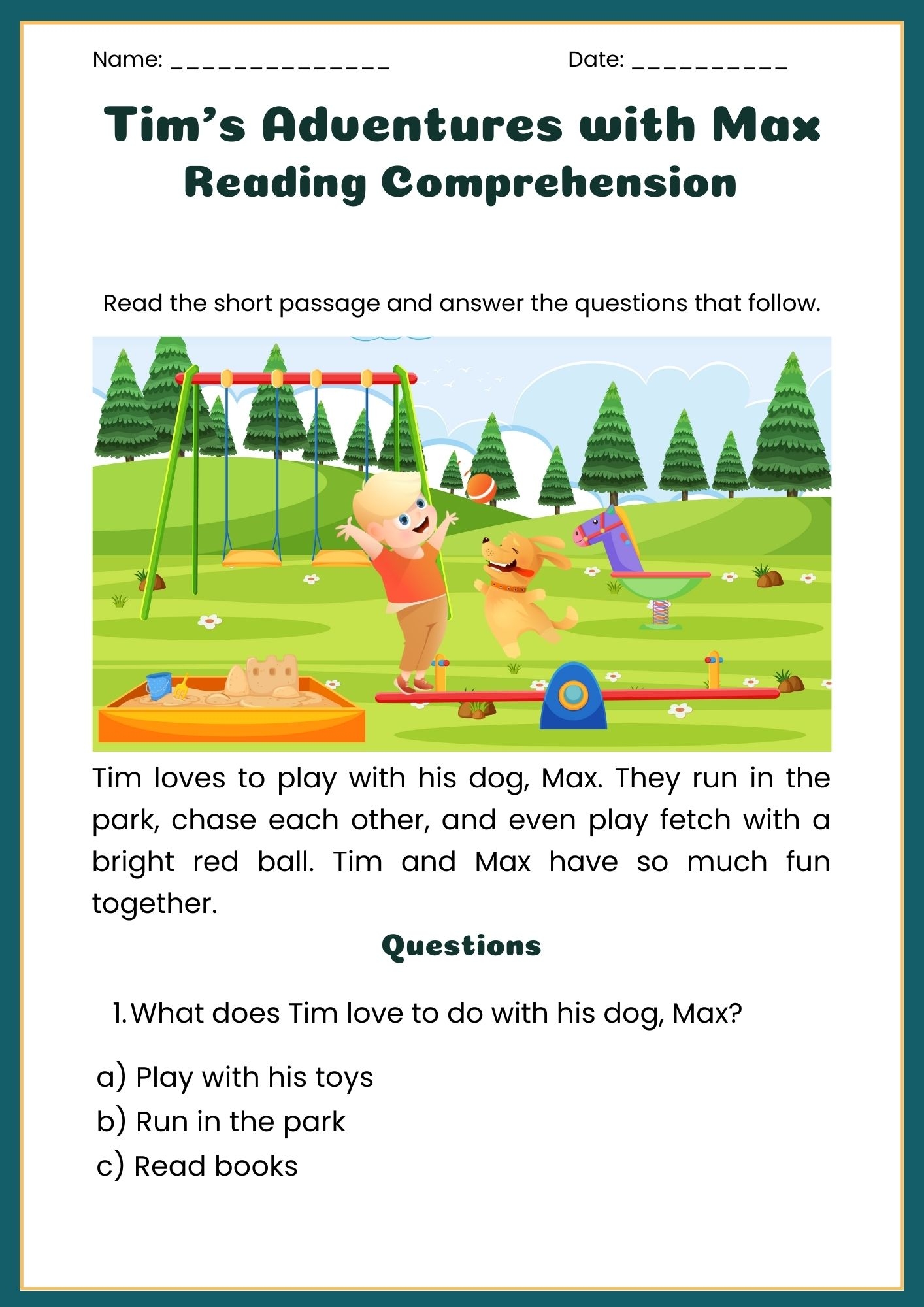 1st grade comprehension worksheets