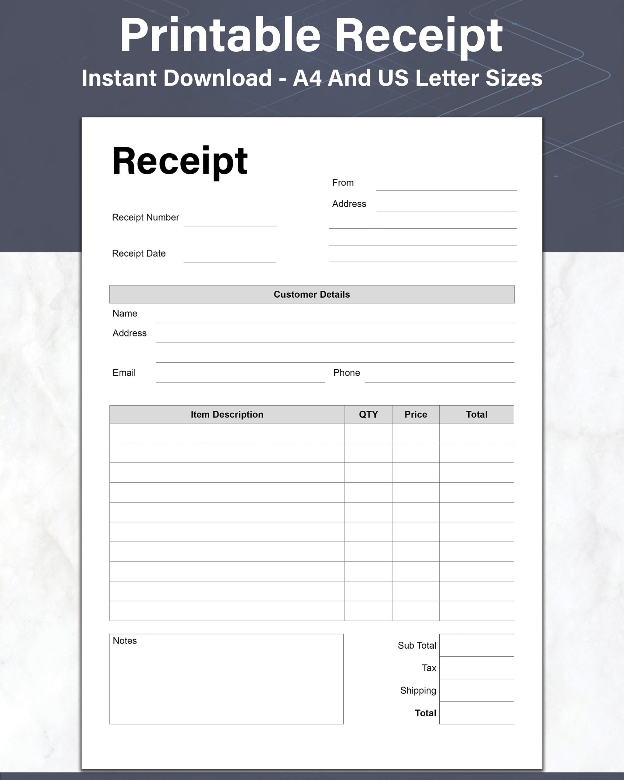 receipt printable template