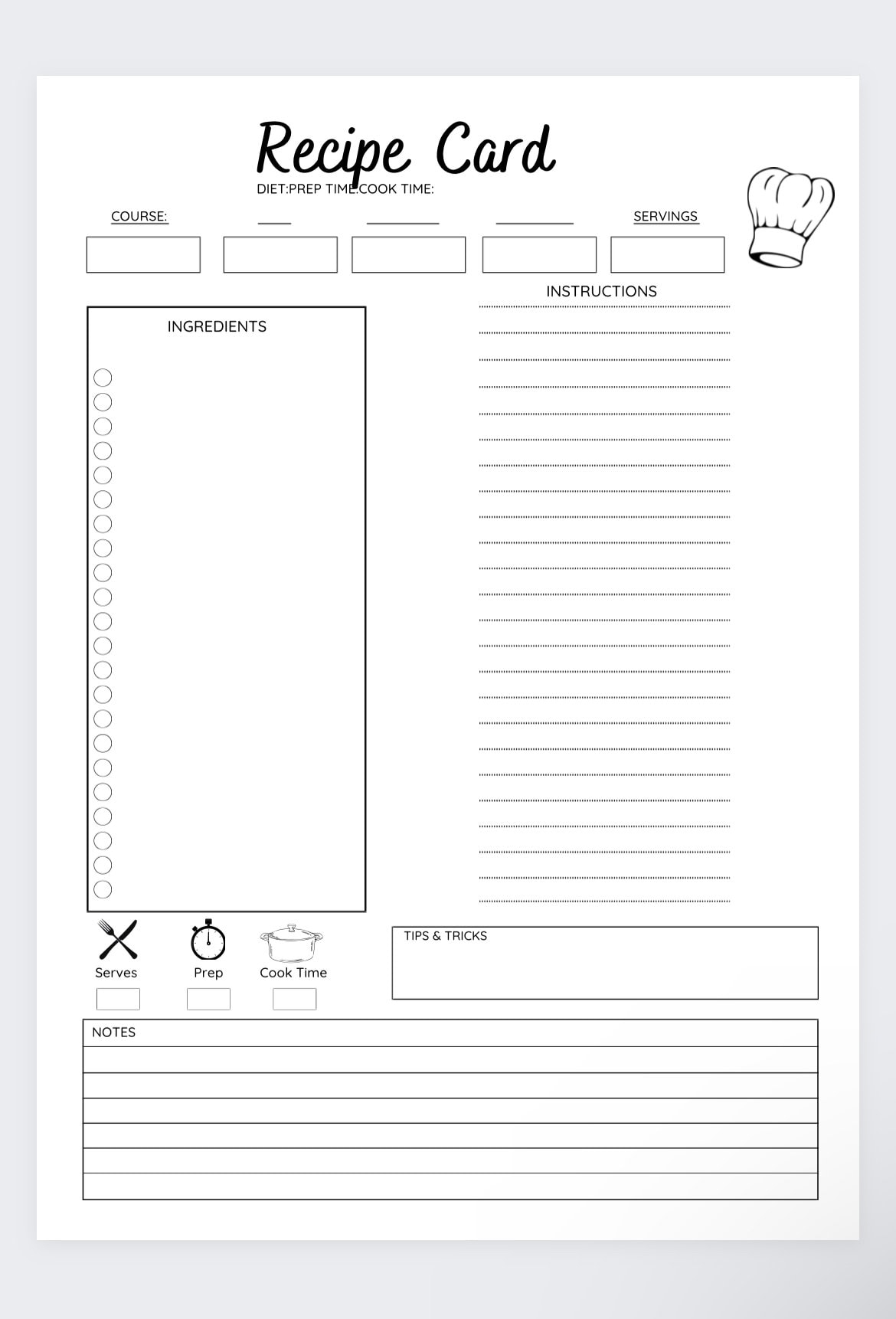 printable blank recipe card template