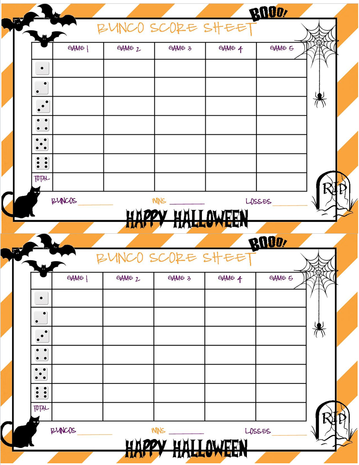 printable bunco score sheets