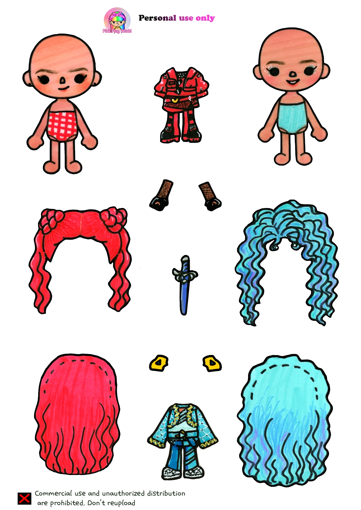 Red U0026 Chloe Toca Boca Drawing Printable paper DIY Click To View 