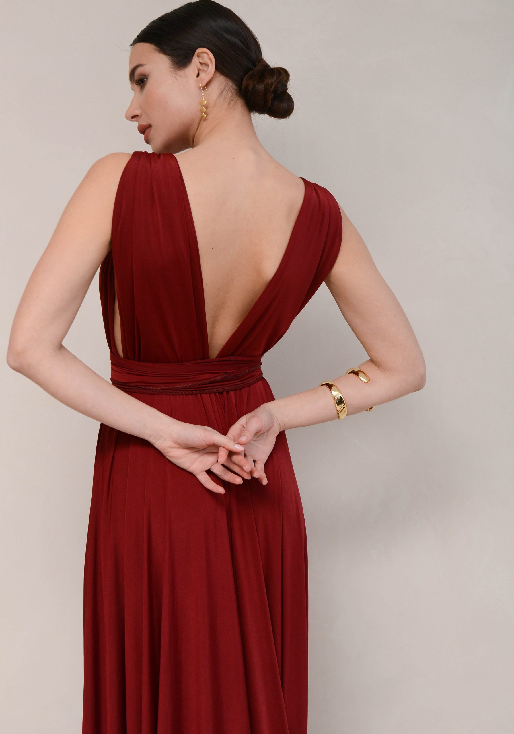 Red Wine Color Dress CRYSTAL RED WINE DRESS