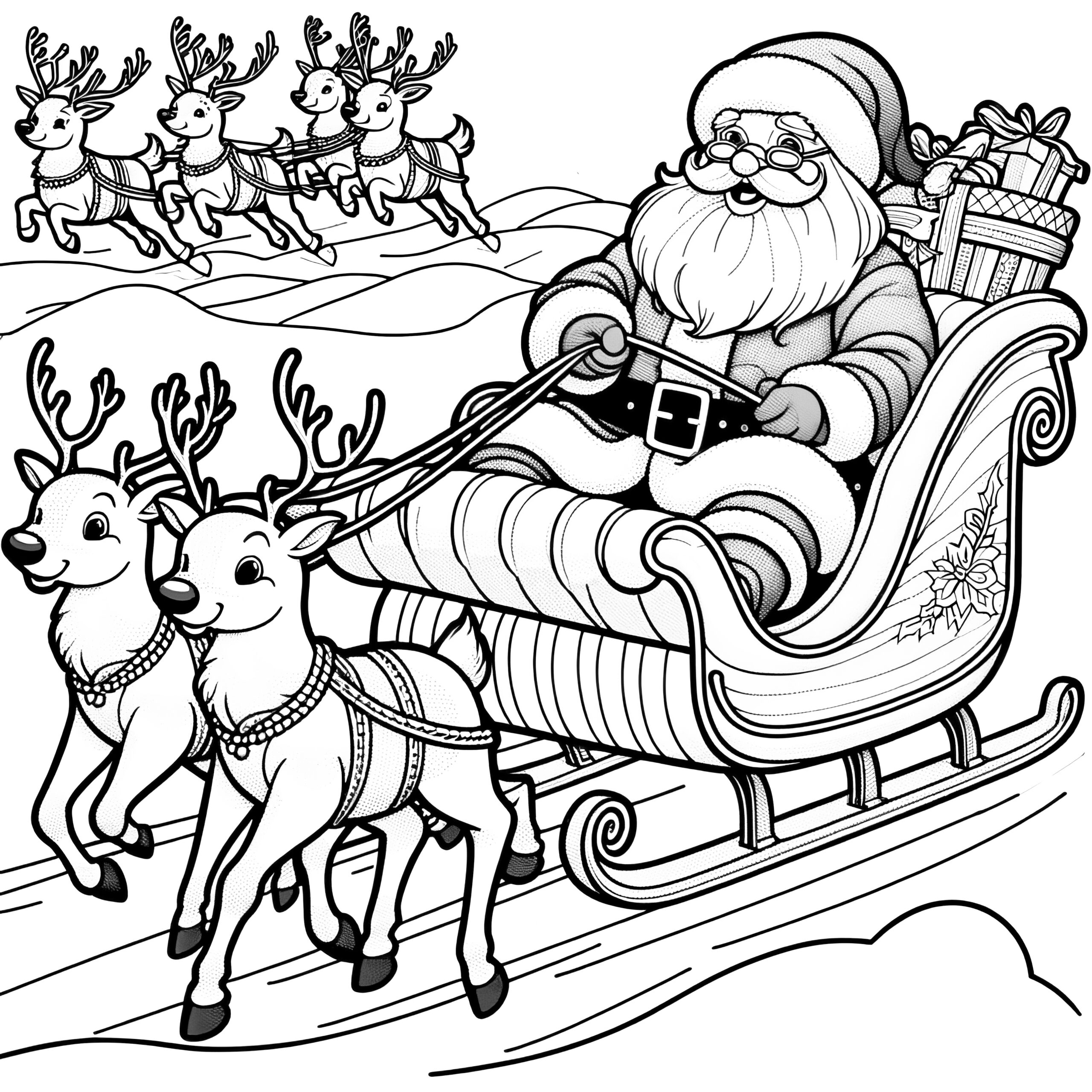free printable santa sleigh and reindeer template