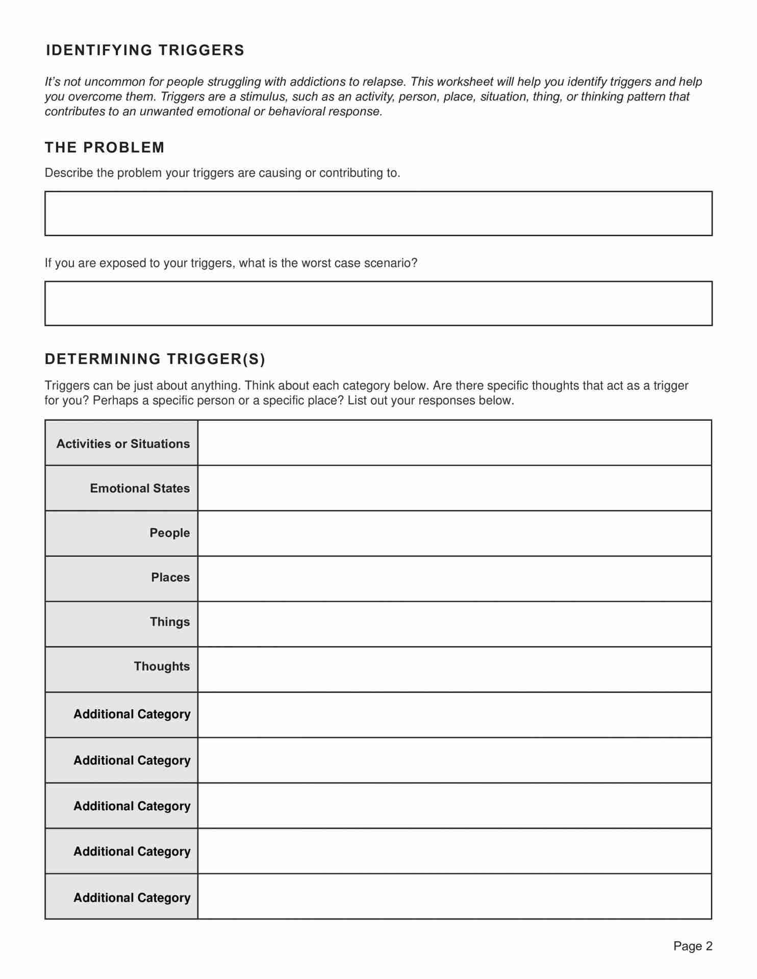 Relapse Prevention Worksheet Plan Template PDF TherapyByPro