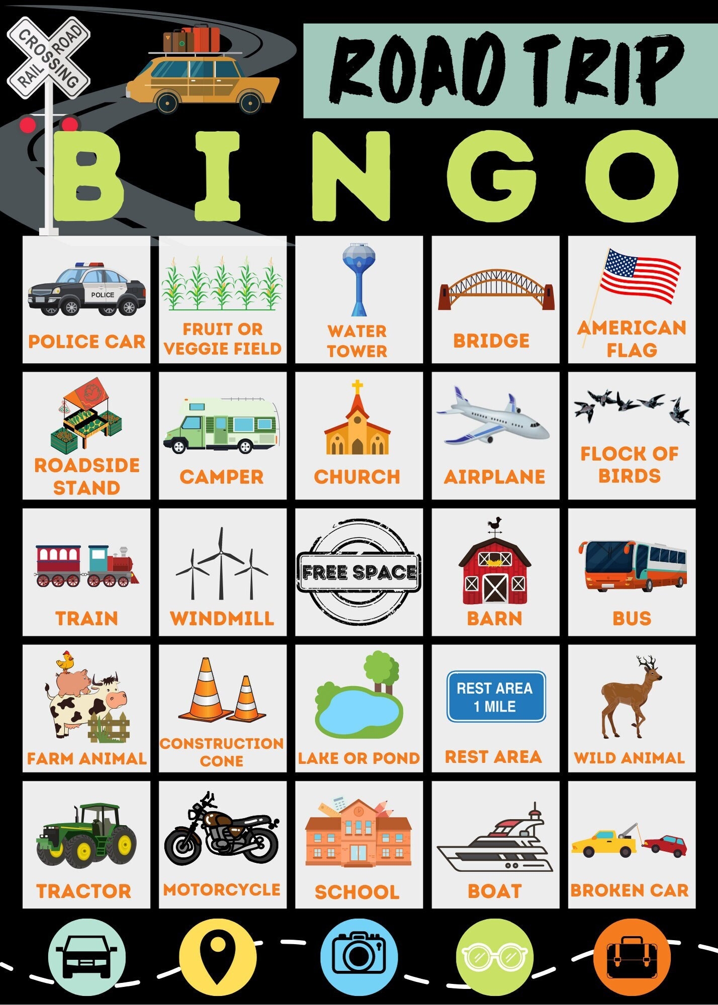 Road Trip Bingo printable Etsy