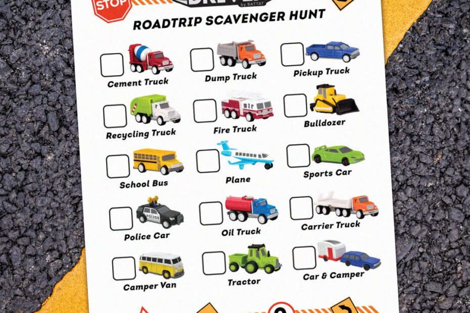 Road Trip Games For Kids Printable Scavenger Hunt u200d Driven By Battat