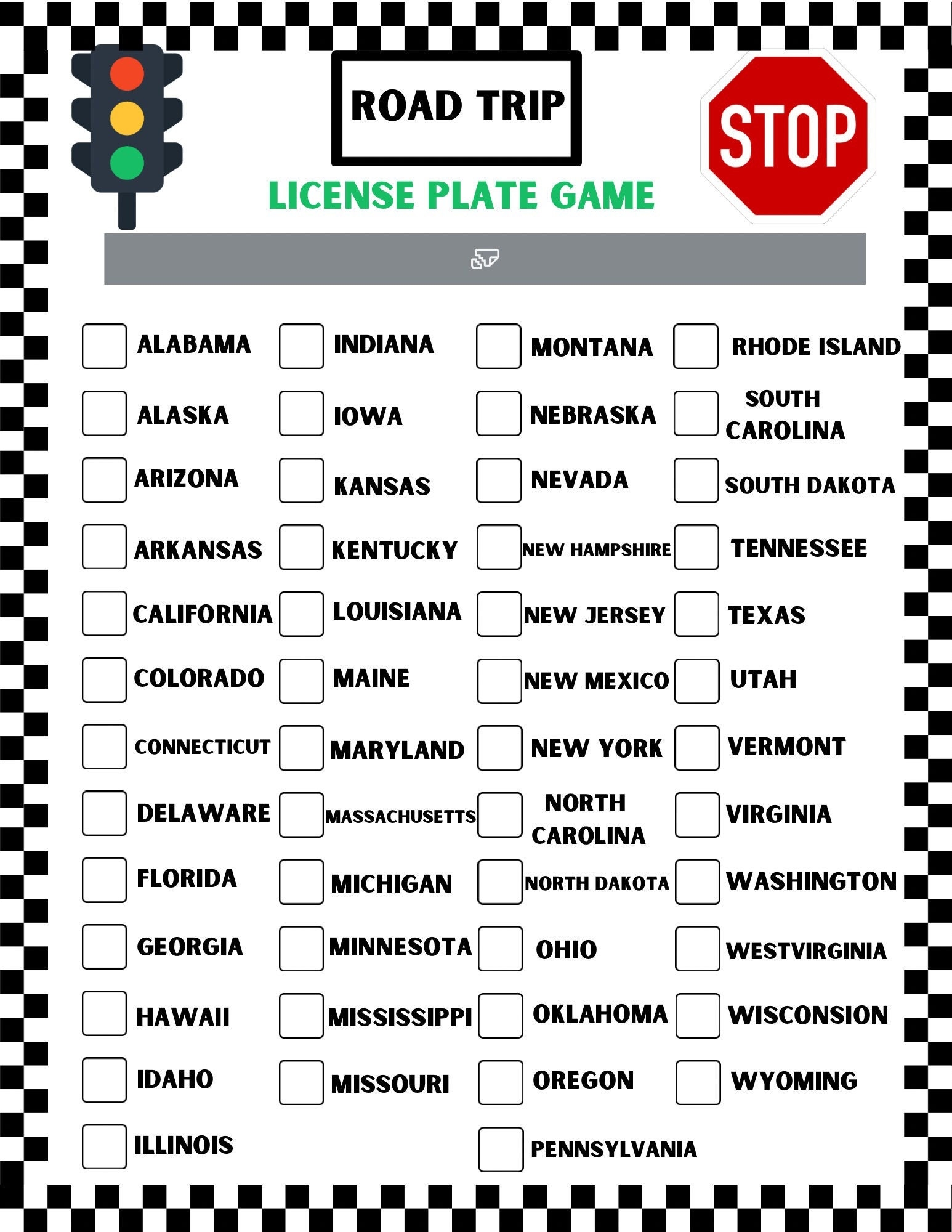 Road Trip License Plate Game Printable PDF Etsy UK