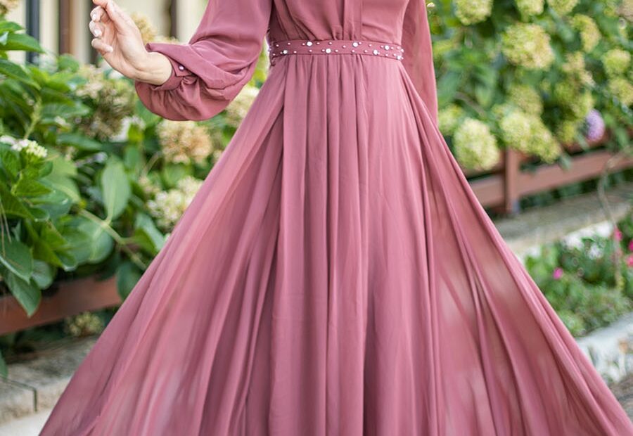 ROSE COLOR EVENING DRESS